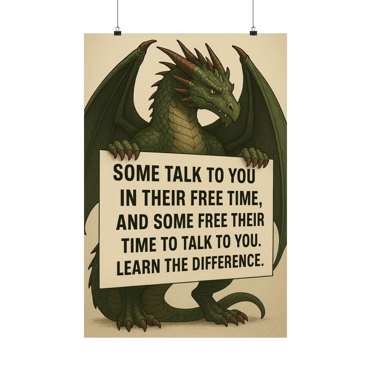 Motivational Dragon Poster - Learn the Difference Art Print