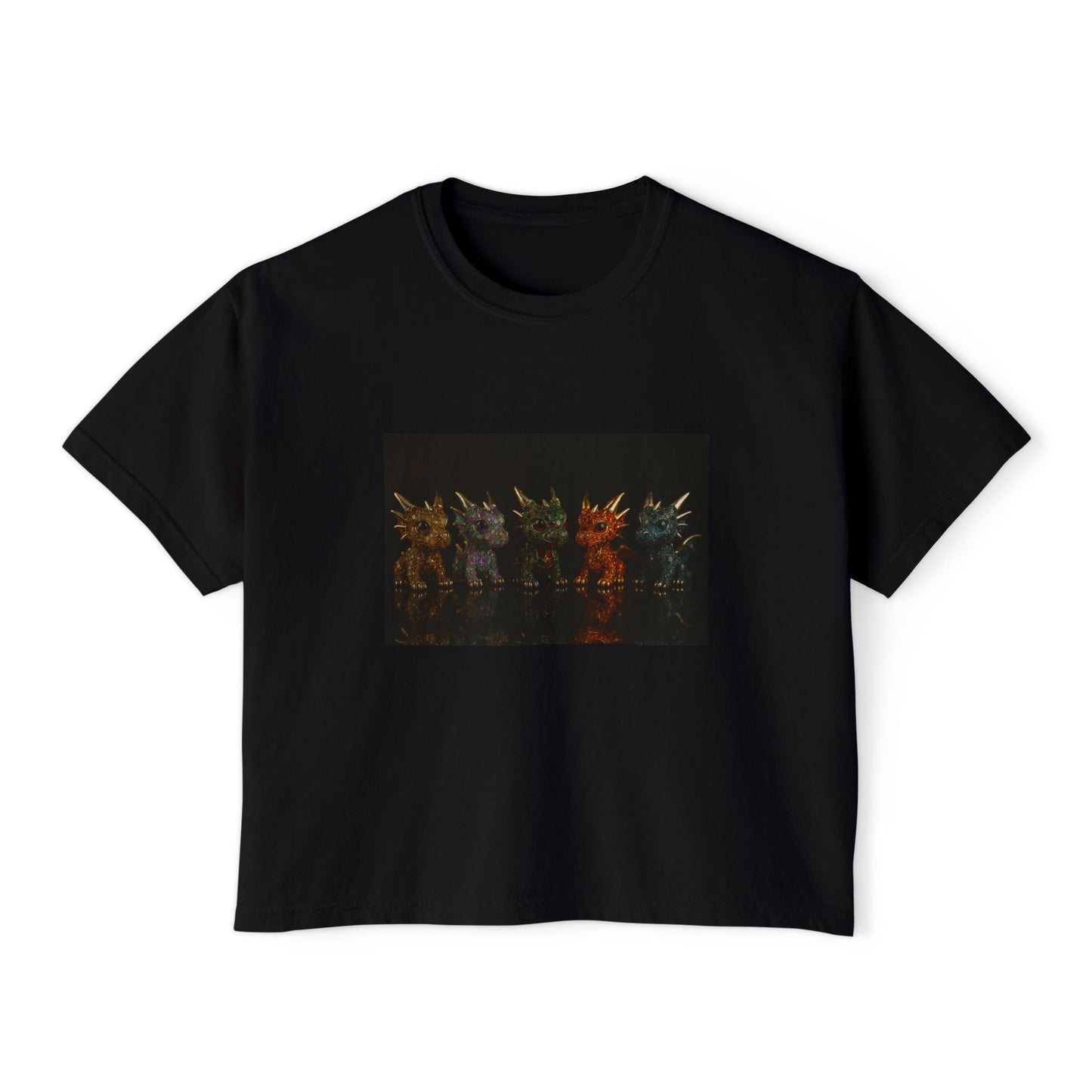 Colorful Creature Women's Boxy Tee, Cute Graphic Tee, Casual Shirt, Summer Top, Gift for Gamers, Relaxed Fit T-Shirt