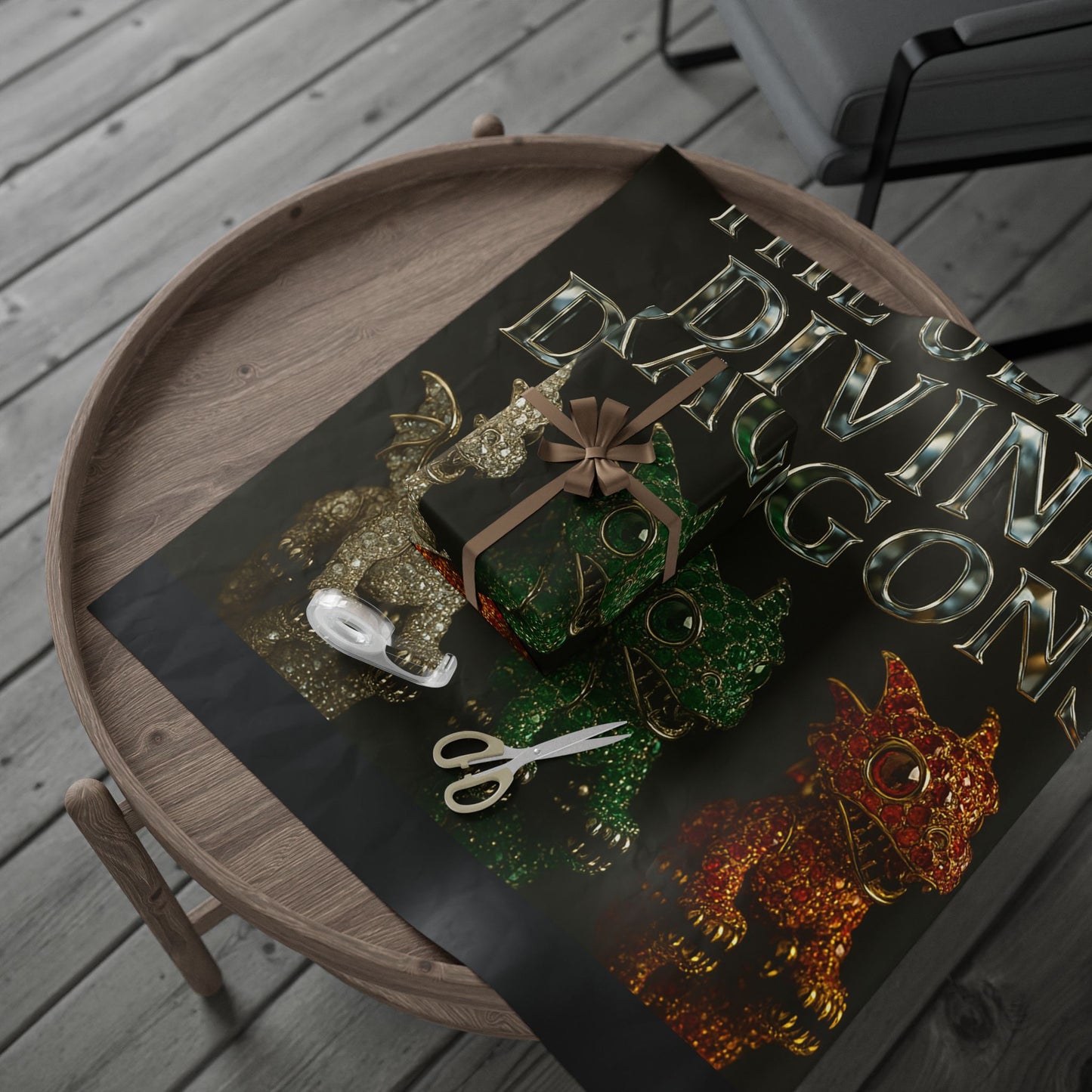 Elegant Dragon & Menorah Wrapping Paper, Festive Gift Wrap for Christmas, Hanukkah, Birthdays, Unique Holiday Themed Wrapping