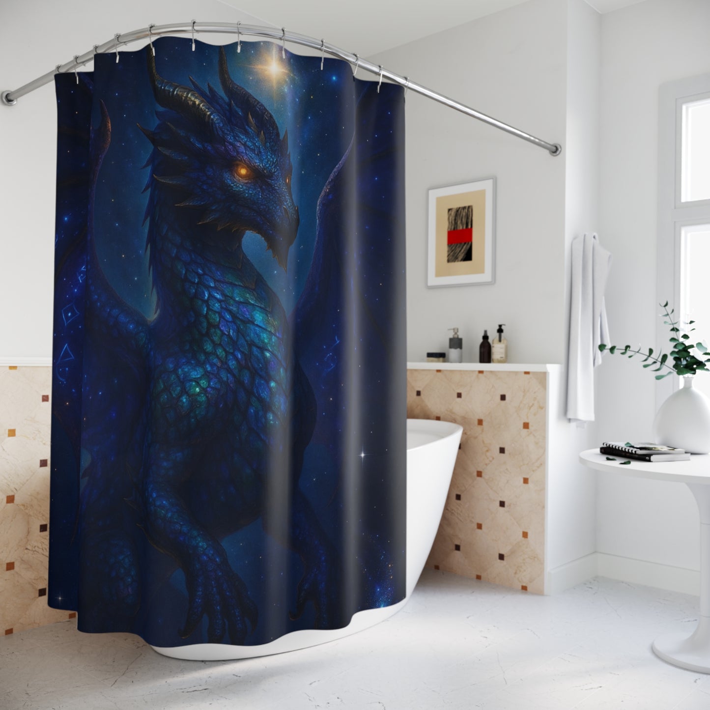 Majestic Dragon Shower Curtain - Enchanting Bathroom Decor for Fantasy Lovers