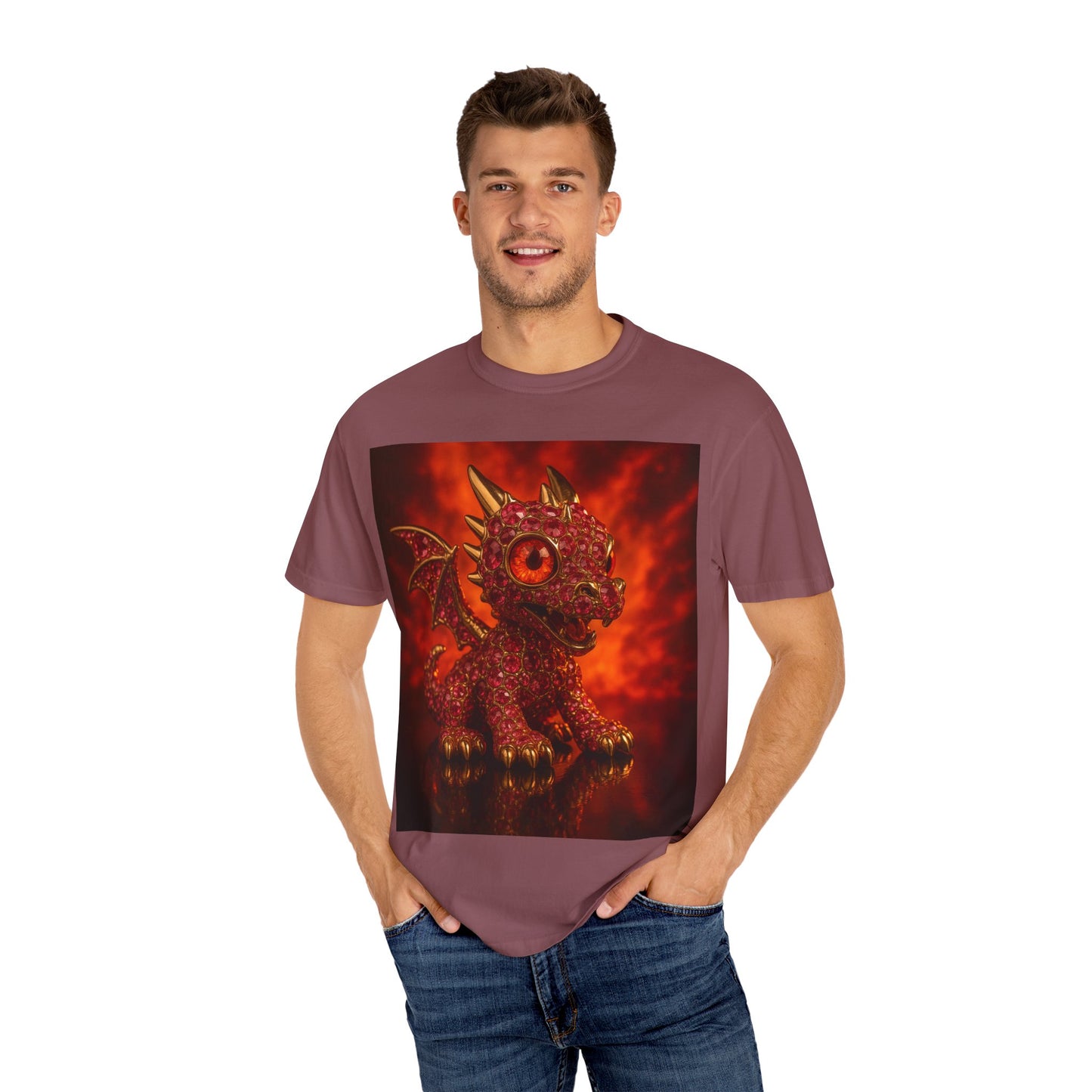 Cute Dragon T-shirt, Unisex Tee, Garment-Dyed Shirt, Gift for Dragon Lovers, Fantasy Apparel, Birthday & Holiday Gift