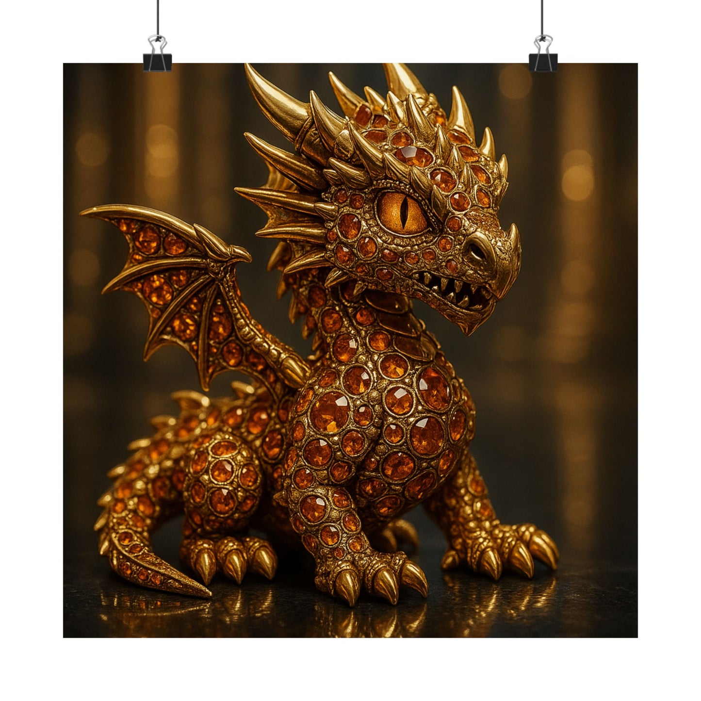 Golden Dragon Art Print, Satin Poster, Dragon Wall Art, Fantasy Decor, Gift for Gamers, Dragon Lover's Decoration