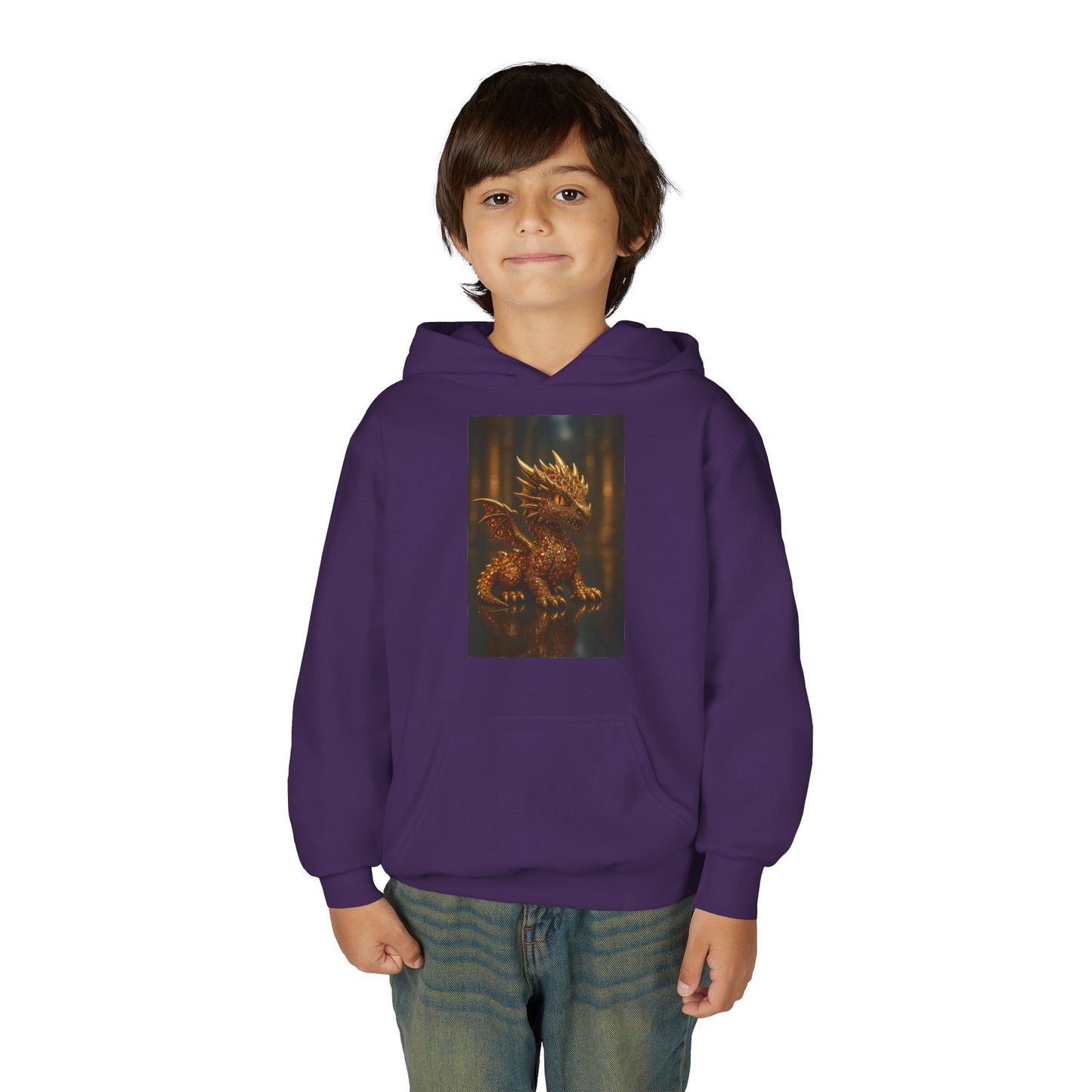 Dragon Fantasy Youth Heavy Blend Hooded Sweatshirt, Adventure Hoodie, Gift for Kids, Fantasy Apparel, Cozy Sweatshirt for Young Dreamers