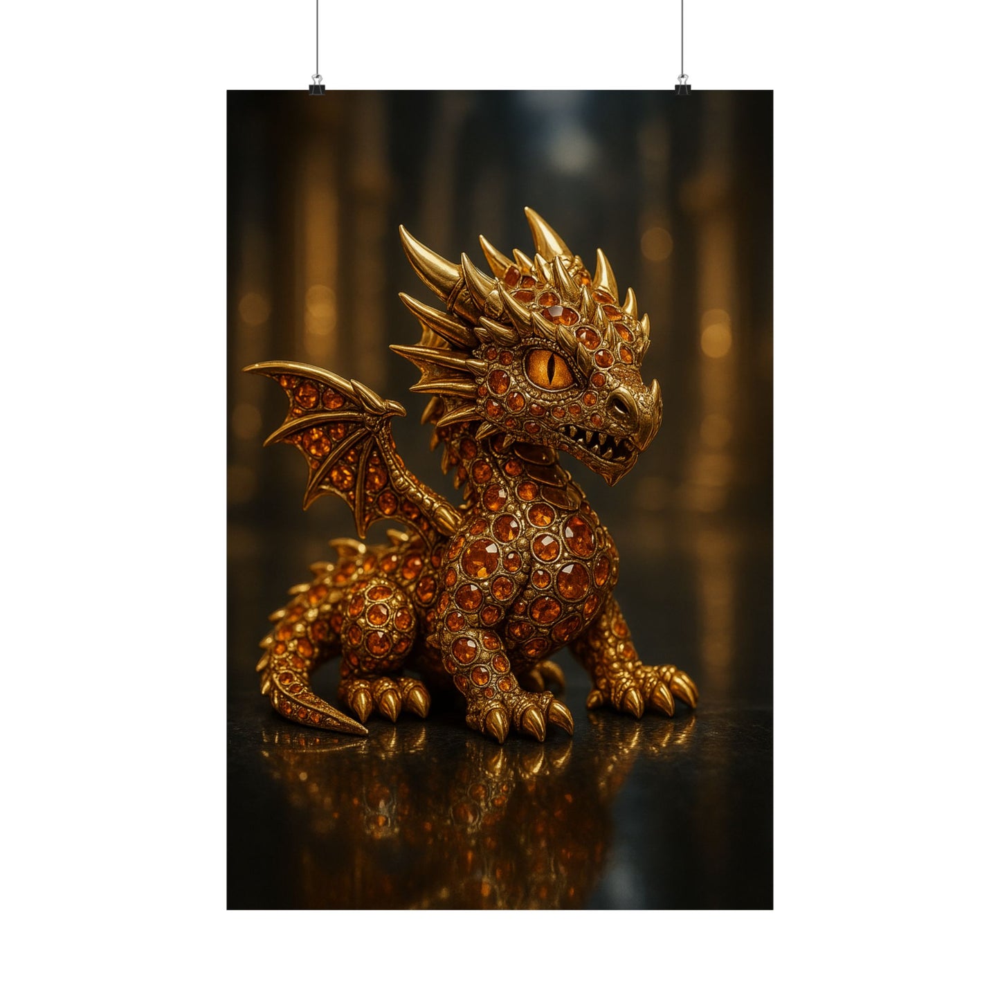 Golden Dragon Art Print, Satin Poster, Dragon Wall Art, Fantasy Decor, Gift for Gamers, Dragon Lover's Decoration