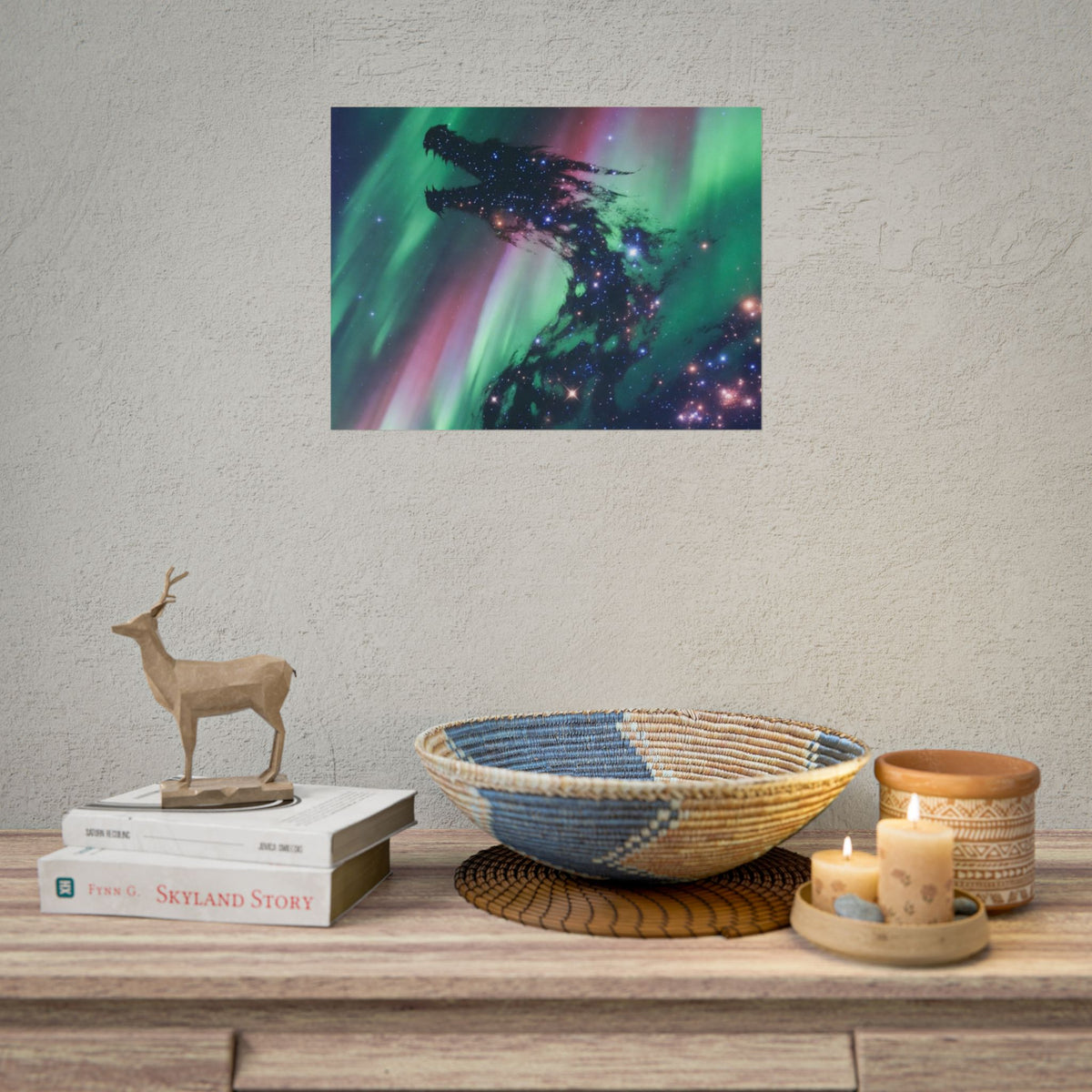 Aurora Dragon Poster — Cosmic Northern Lights Wall Art (Rolled Poster)