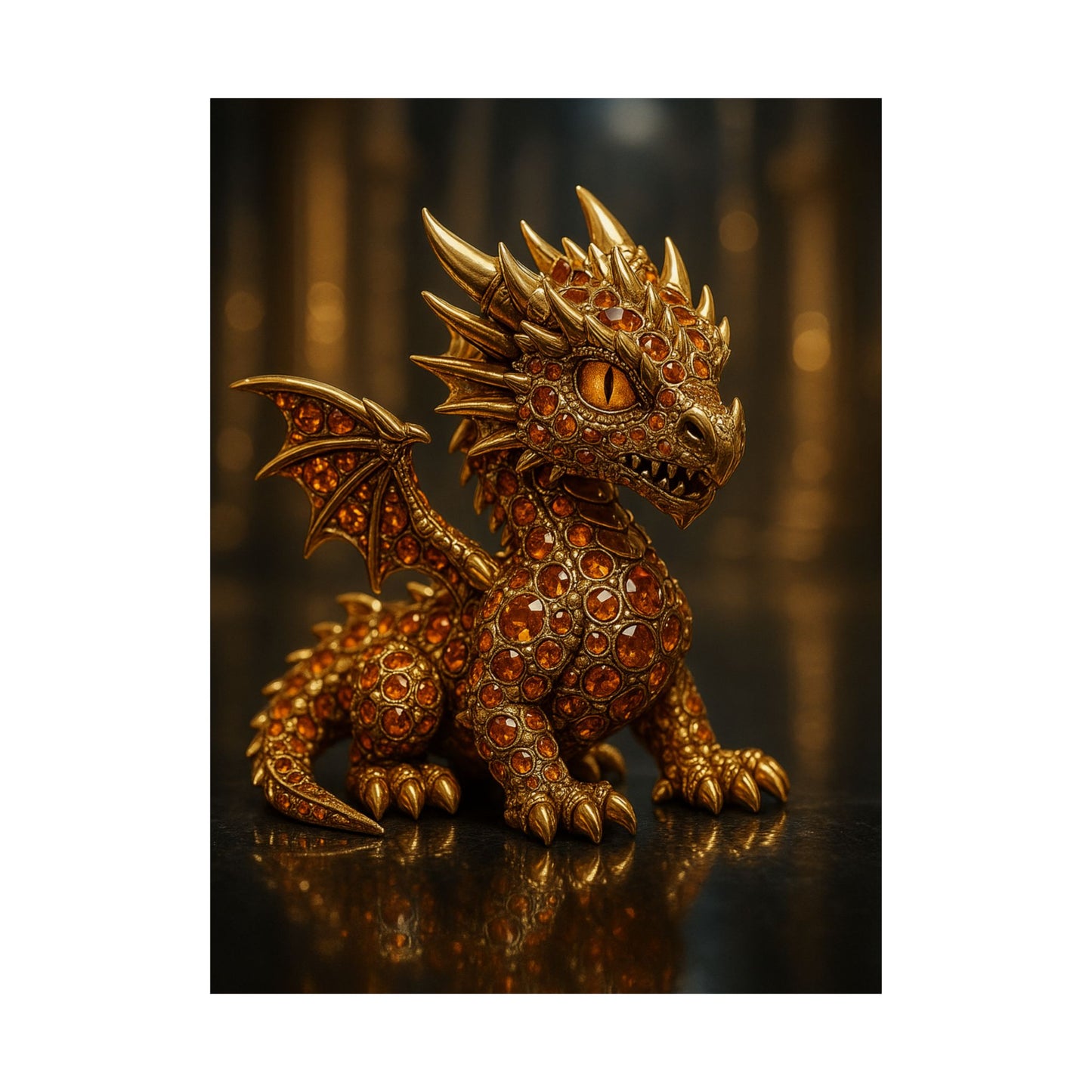 Golden Dragon Art Print, Satin Poster, Dragon Wall Art, Fantasy Decor, Gift for Gamers, Dragon Lover's Decoration
