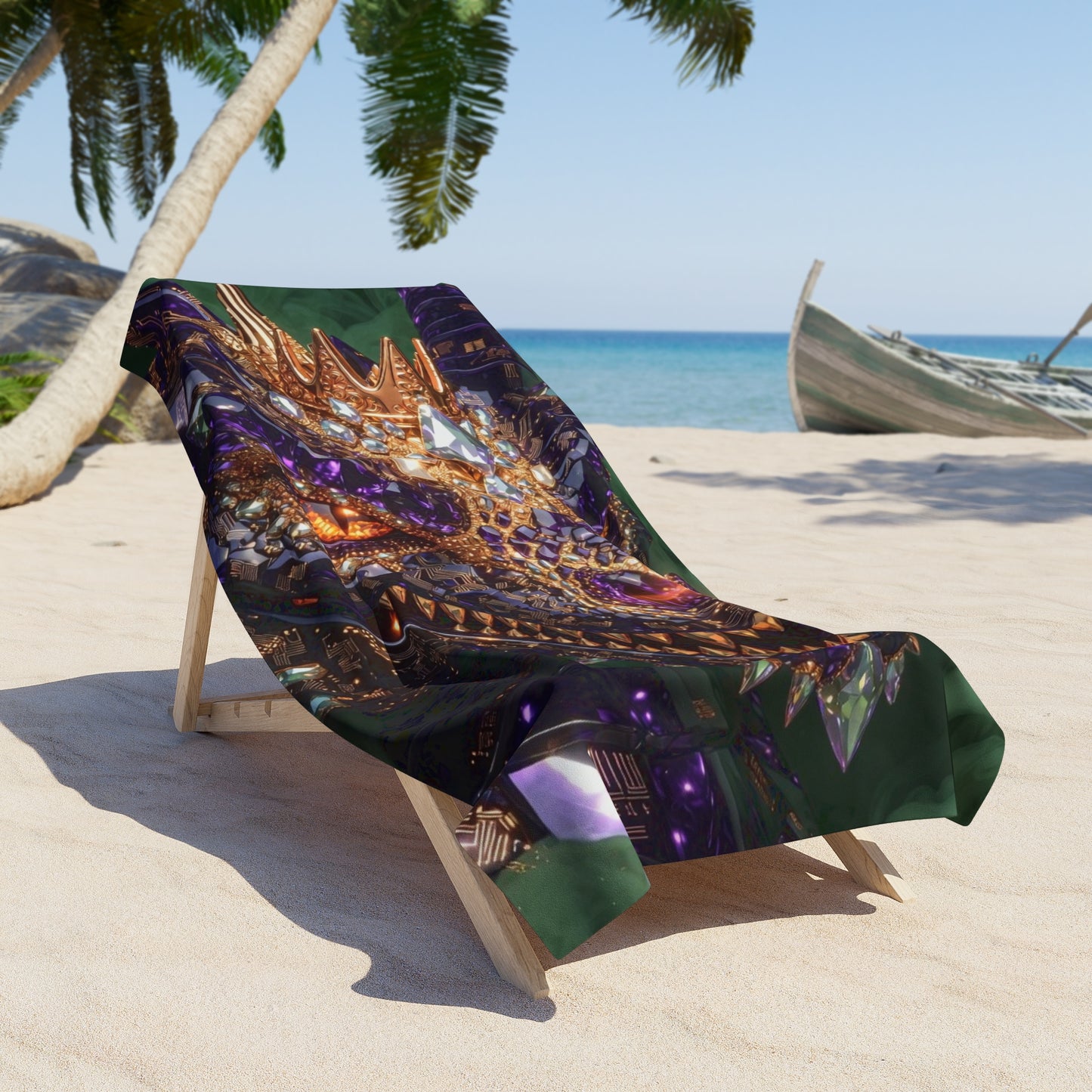 Dragon Eye Beach Towel — Jewel-Toned Fantasy Dragon Design