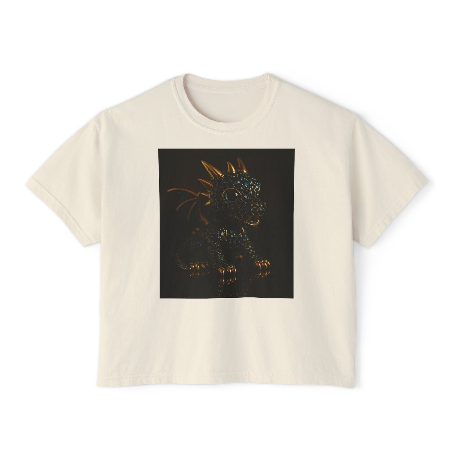 Blue Diamond Dragon Glow Boxy Tee - Cute Casual Wear for Kids & Adults, Perfect for Parties, Birthdays, Everyday Fun, Dinosaur Lovers Gift