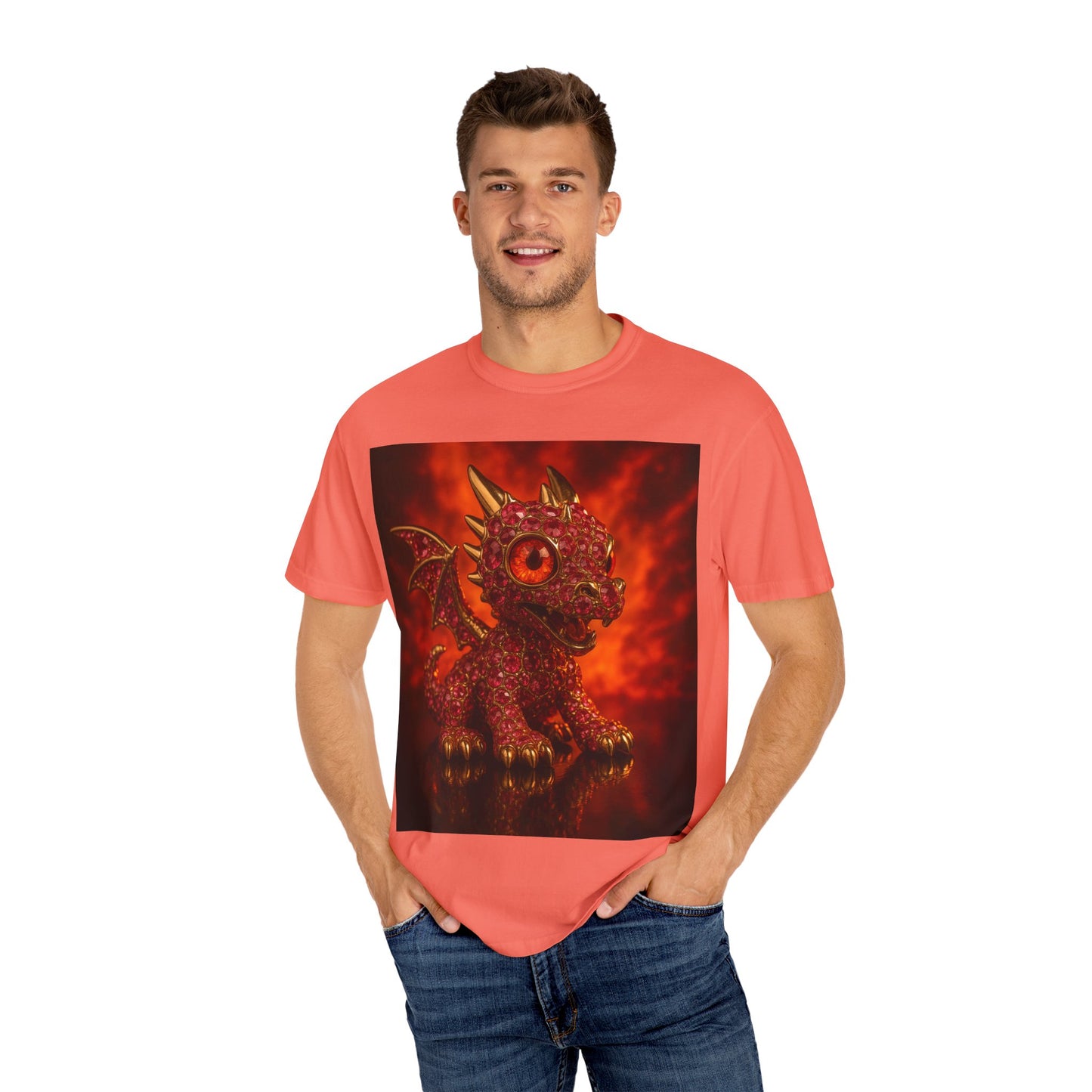 Cute Dragon T-shirt, Unisex Tee, Garment-Dyed Shirt, Gift for Dragon Lovers, Fantasy Apparel, Birthday & Holiday Gift