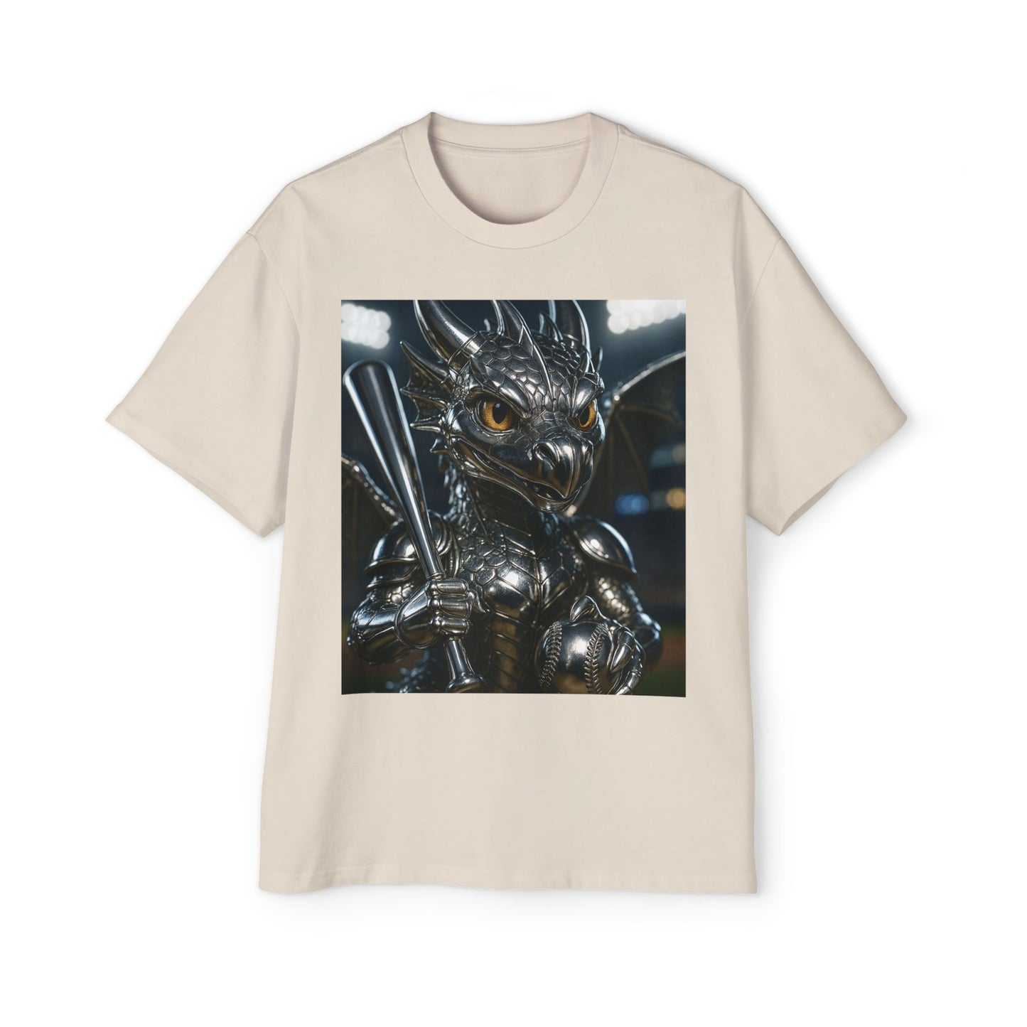 Metallic Dragon Graphic Tee - Oversized Heavy T-Shirt for Gamers, Fantasy Fans, Gifts for Birthdays, Comic Con, Summer Style