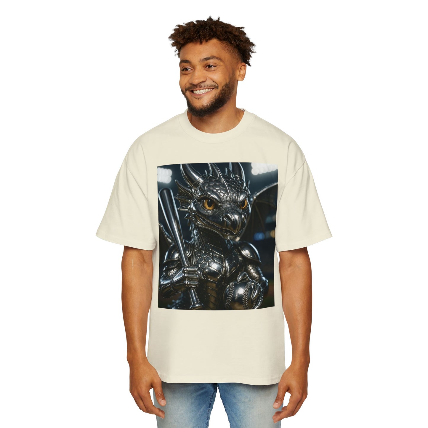 Metallic Dragon Graphic Tee - Oversized Heavy T-Shirt for Gamers, Fantasy Fans, Gifts for Birthdays, Comic Con, Summer Style