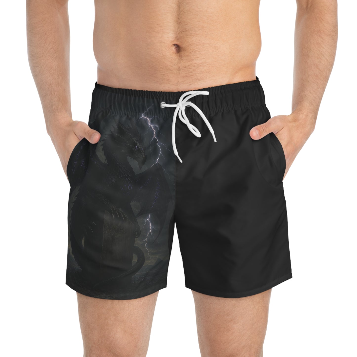 Men's Dragon Graphic Swim Trunks - Beach Ready Shorts with Unique Design