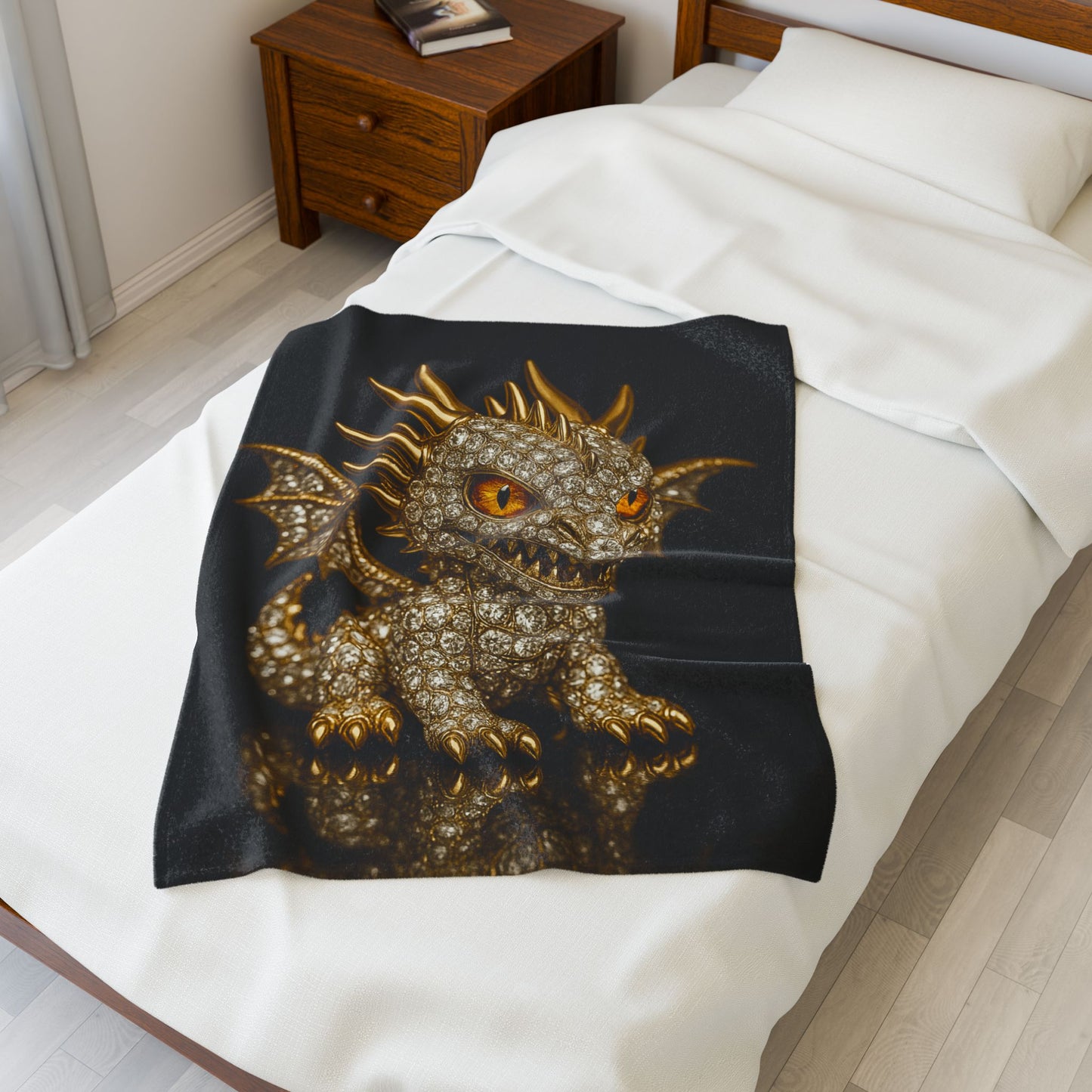 Fantasy Themed Velveteen Plush Blanket - Cozy Decor, Gift for Dragon Lovers, Dungeons & Dragons, Cozy Nights, Home Decor