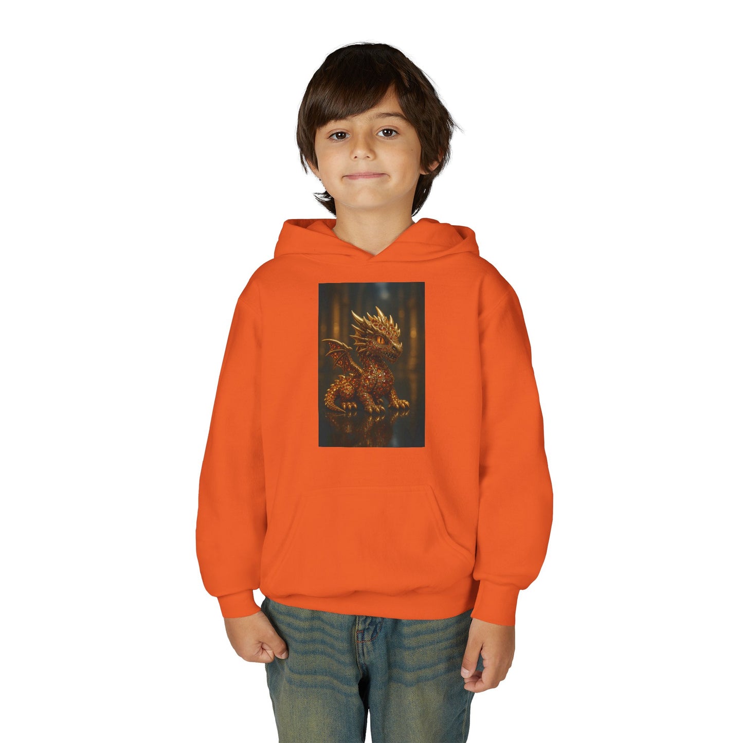 Dragon Fantasy Youth Heavy Blend Hooded Sweatshirt, Adventure Hoodie, Gift for Kids, Fantasy Apparel, Cozy Sweatshirt for Young Dreamers
