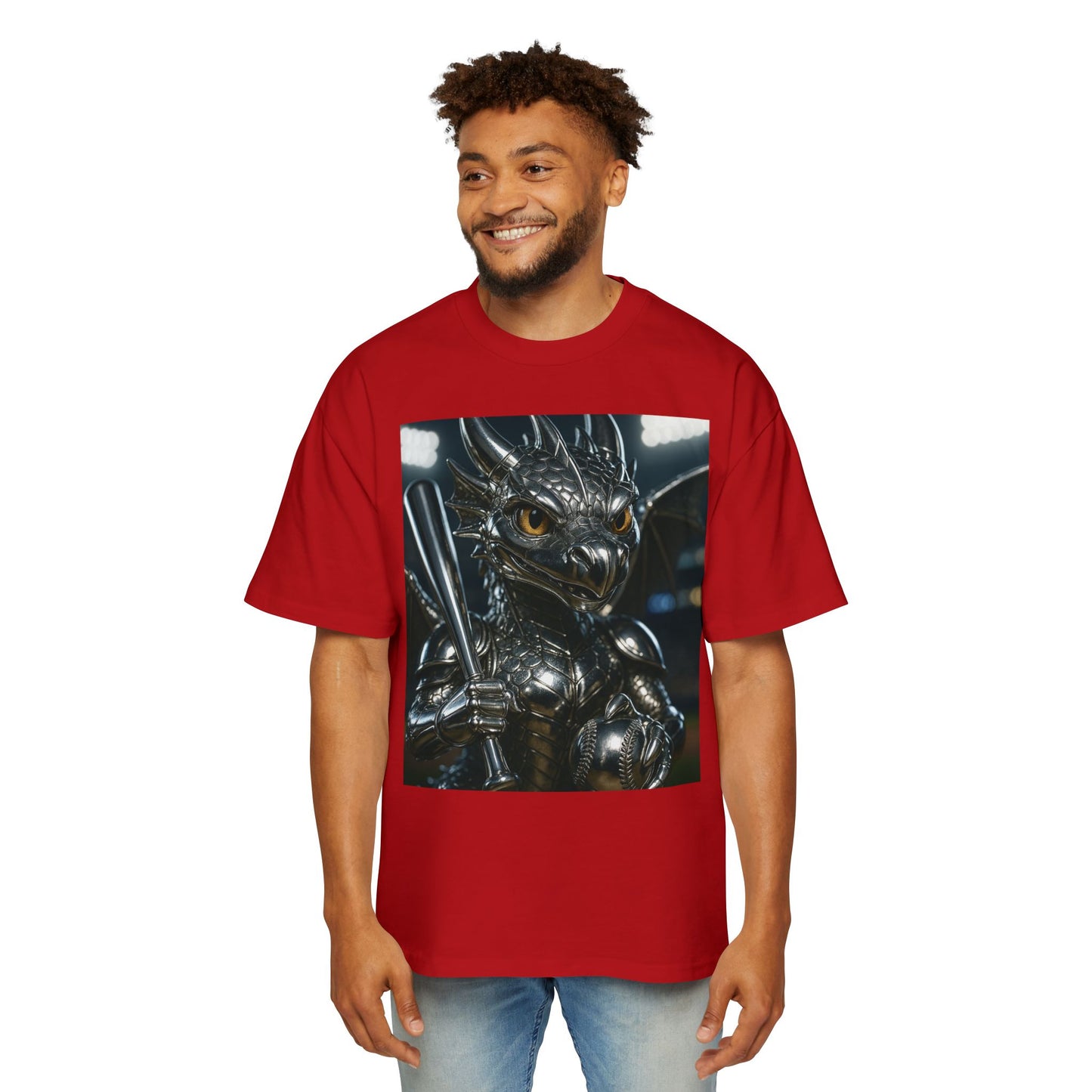 Metallic Dragon Graphic Tee - Oversized Heavy T-Shirt for Gamers, Fantasy Fans, Gifts for Birthdays, Comic Con, Summer Style