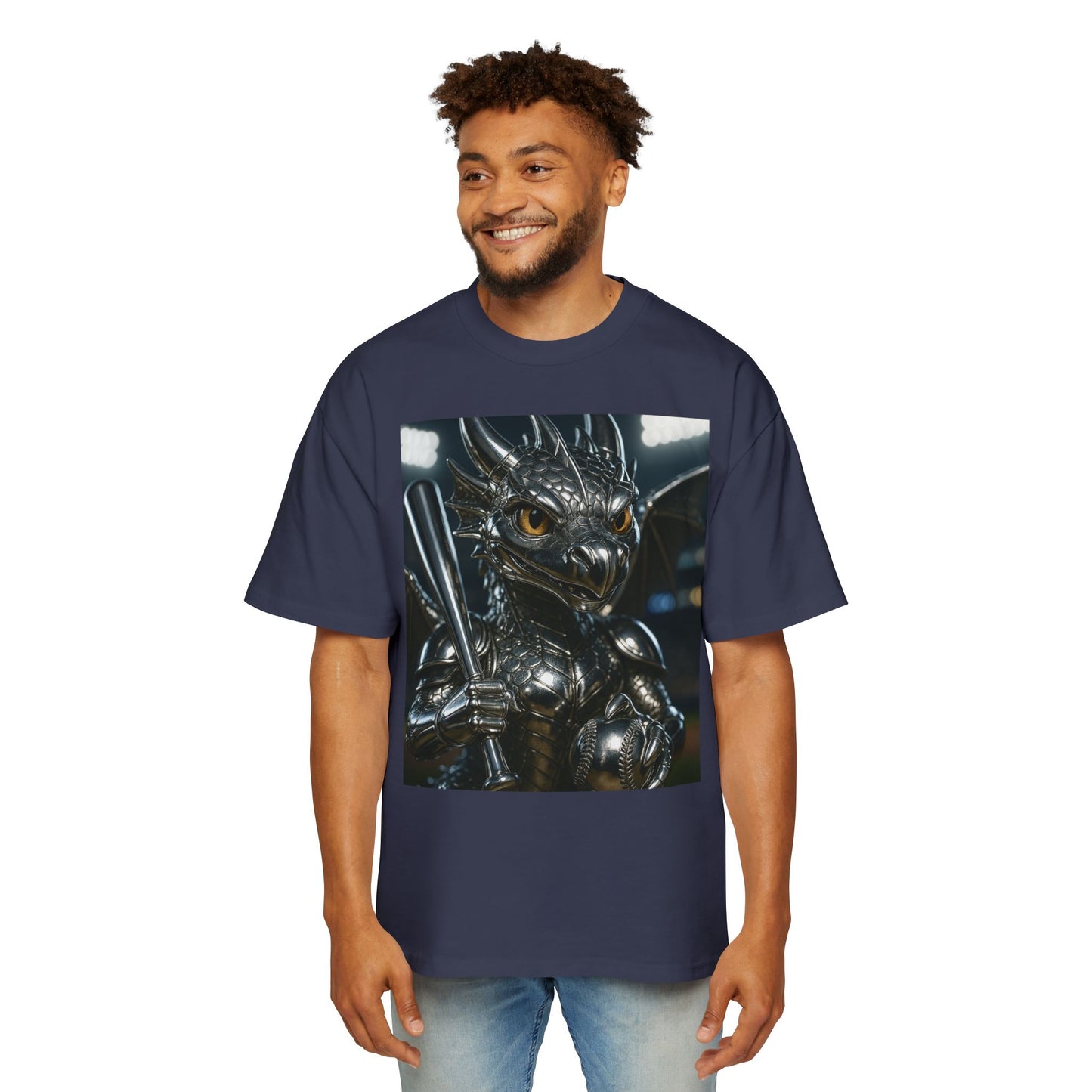 Metallic Dragon Graphic Tee - Oversized Heavy T-Shirt for Gamers, Fantasy Fans, Gifts for Birthdays, Comic Con, Summer Style