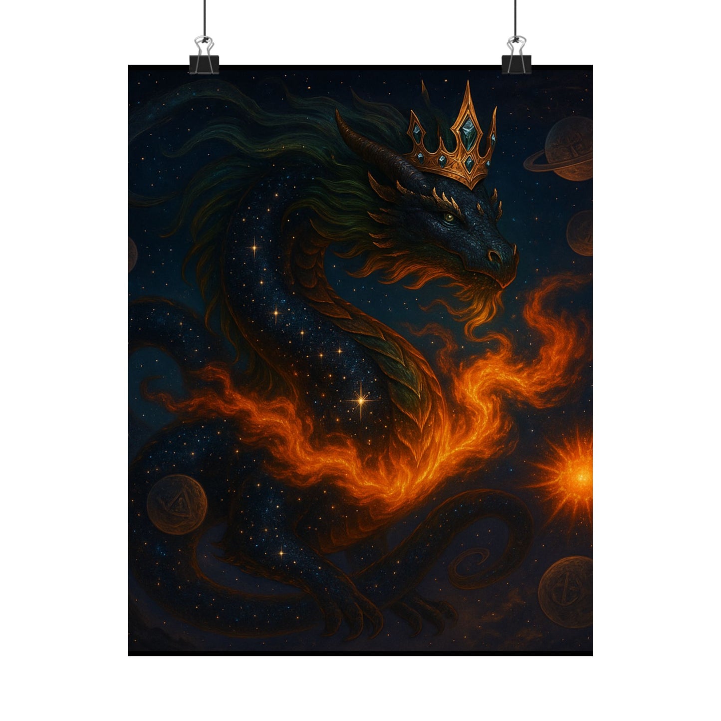 Fantasy Dragon & Genie Matte Vertical Poster - Unique Wall Art for Home Decor