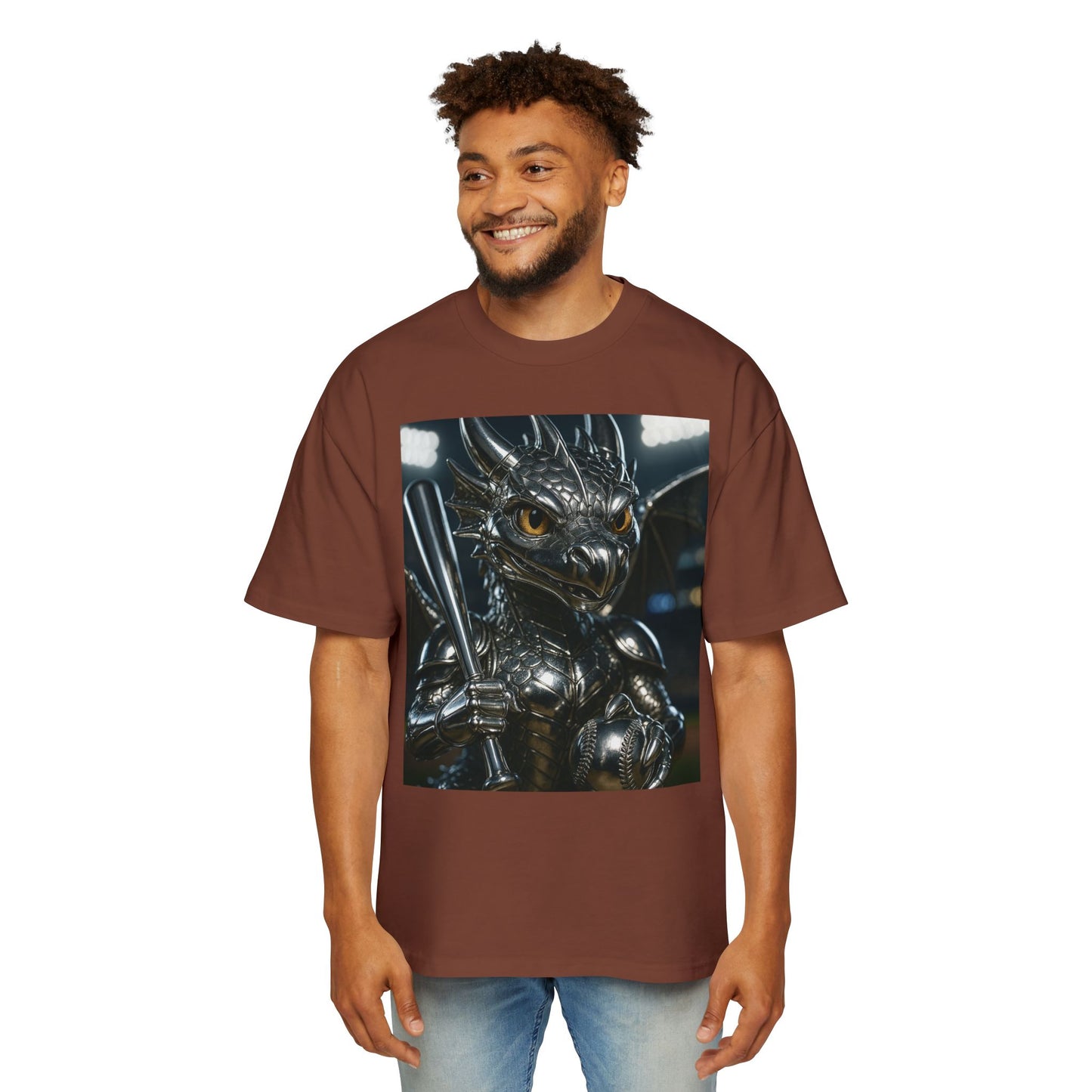 Metallic Dragon Graphic Tee - Oversized Heavy T-Shirt for Gamers, Fantasy Fans, Gifts for Birthdays, Comic Con, Summer Style