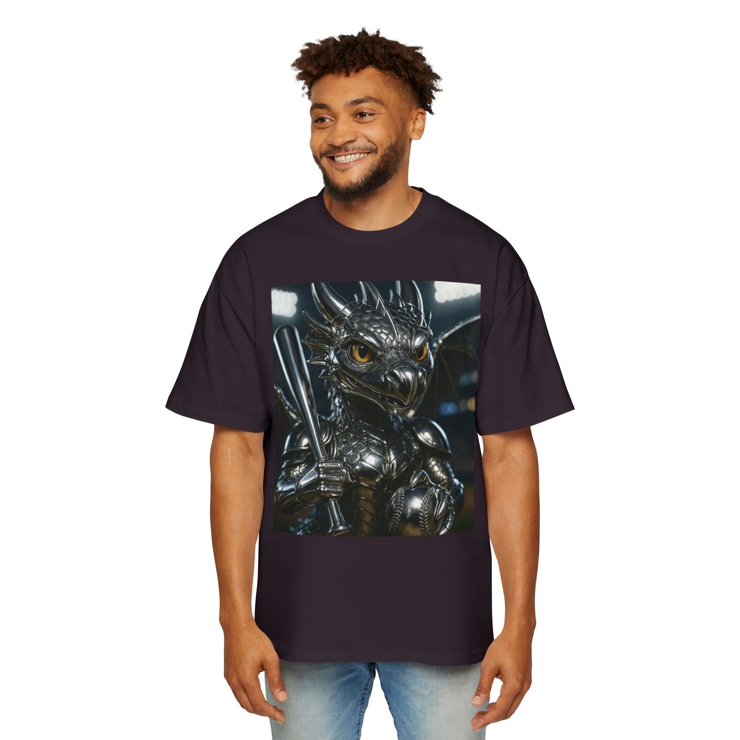 Metallic Dragon Graphic Tee - Oversized Heavy T-Shirt for Gamers, Fantasy Fans, Gifts for Birthdays, Comic Con, Summer Style