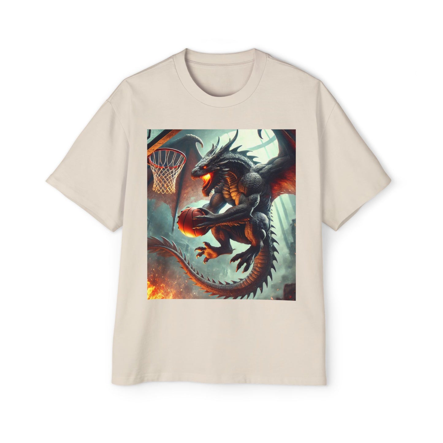 Men's Fantasy Dragon Basketball Tee - Oversized Graphic Shirt, Streetwear Style, Casual Outfit, Gift for Him, Unique Art Tee