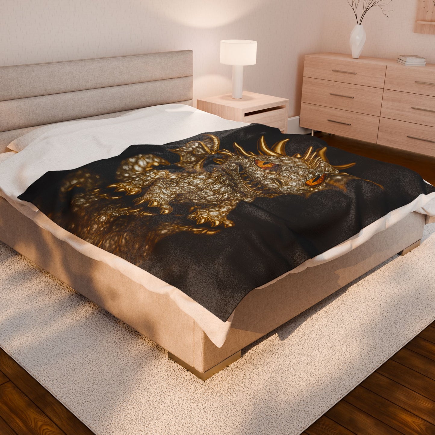 Fantasy Themed Velveteen Plush Blanket - Cozy Decor, Gift for Dragon Lovers, Dungeons & Dragons, Cozy Nights, Home Decor
