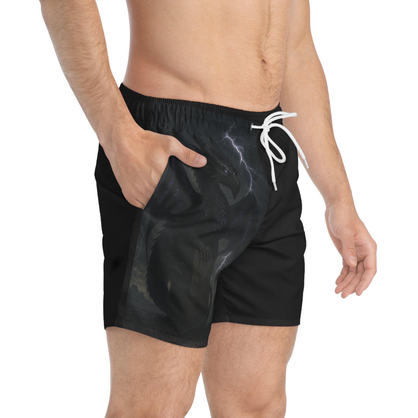 Men's Dragon Graphic Swim Trunks - Beach Ready Shorts with Unique Design