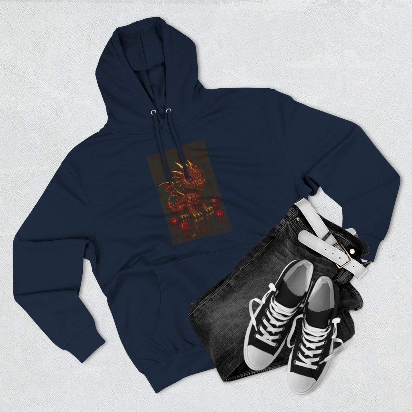 Dragon Swirl Fleece Hoodie - Three-Panel Design for Fantasy Lovers