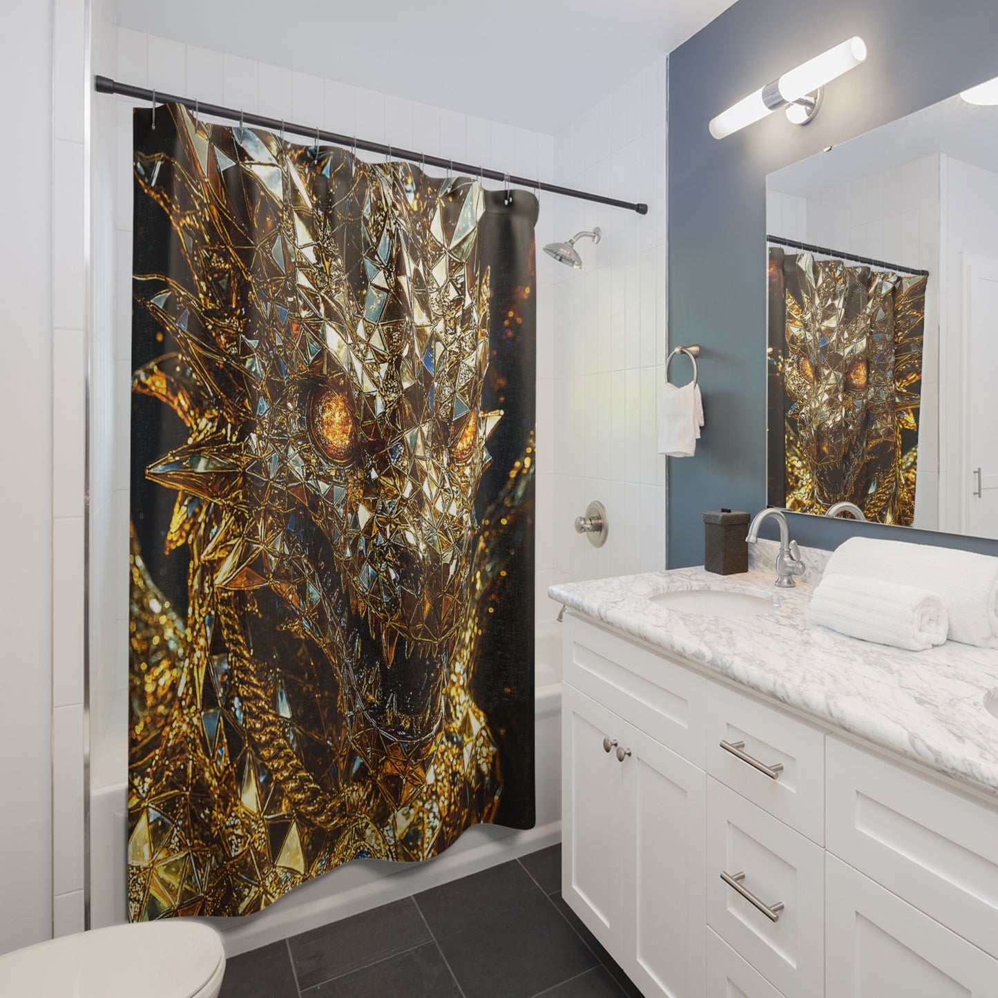 Majestic Dragon Shower Curtain - Enchanting Bathroom Decor for Fantasy Lovers
