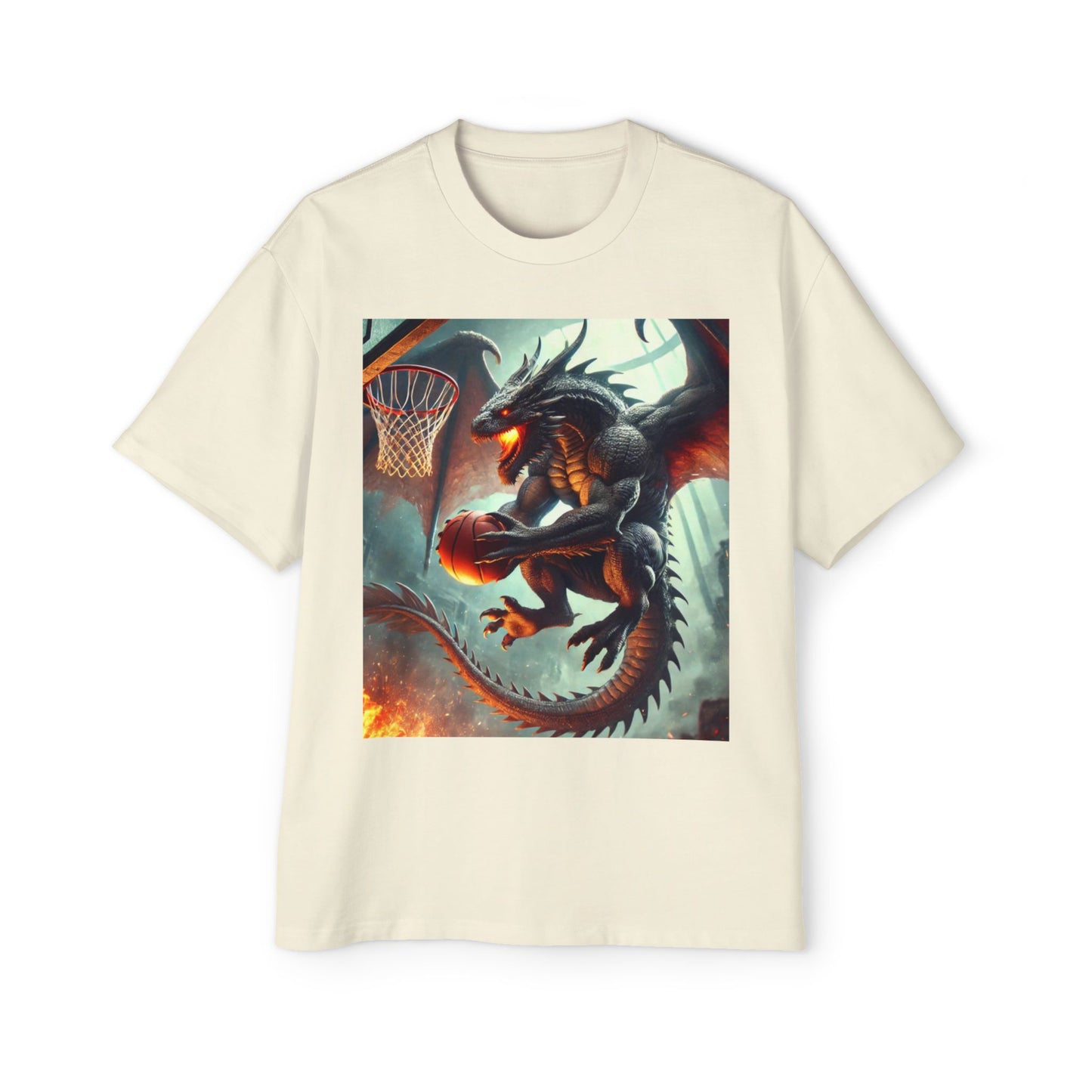 Men's Fantasy Dragon Basketball Tee - Oversized Graphic Shirt, Streetwear Style, Casual Outfit, Gift for Him, Unique Art Tee