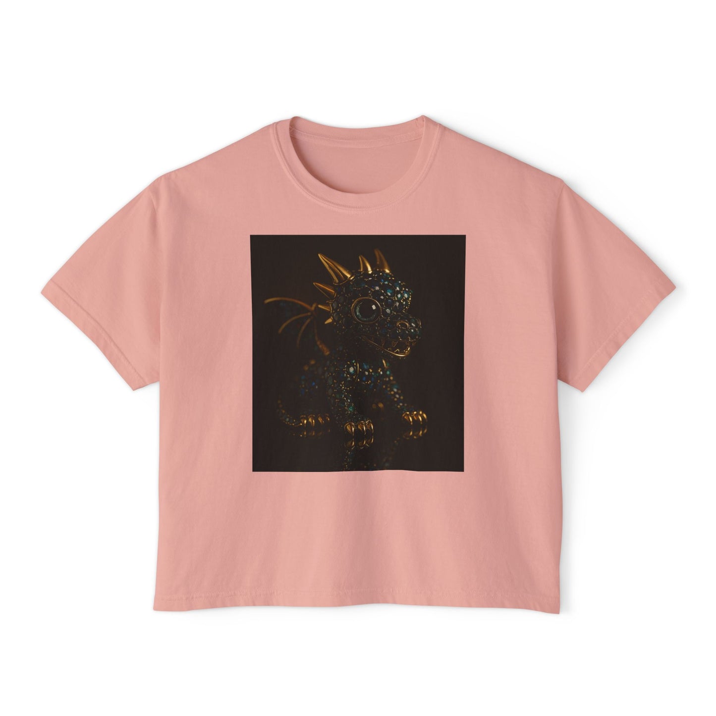 Blue Diamond Dragon Glow Boxy Tee - Cute Casual Wear for Kids & Adults, Perfect for Parties, Birthdays, Everyday Fun, Dinosaur Lovers Gift