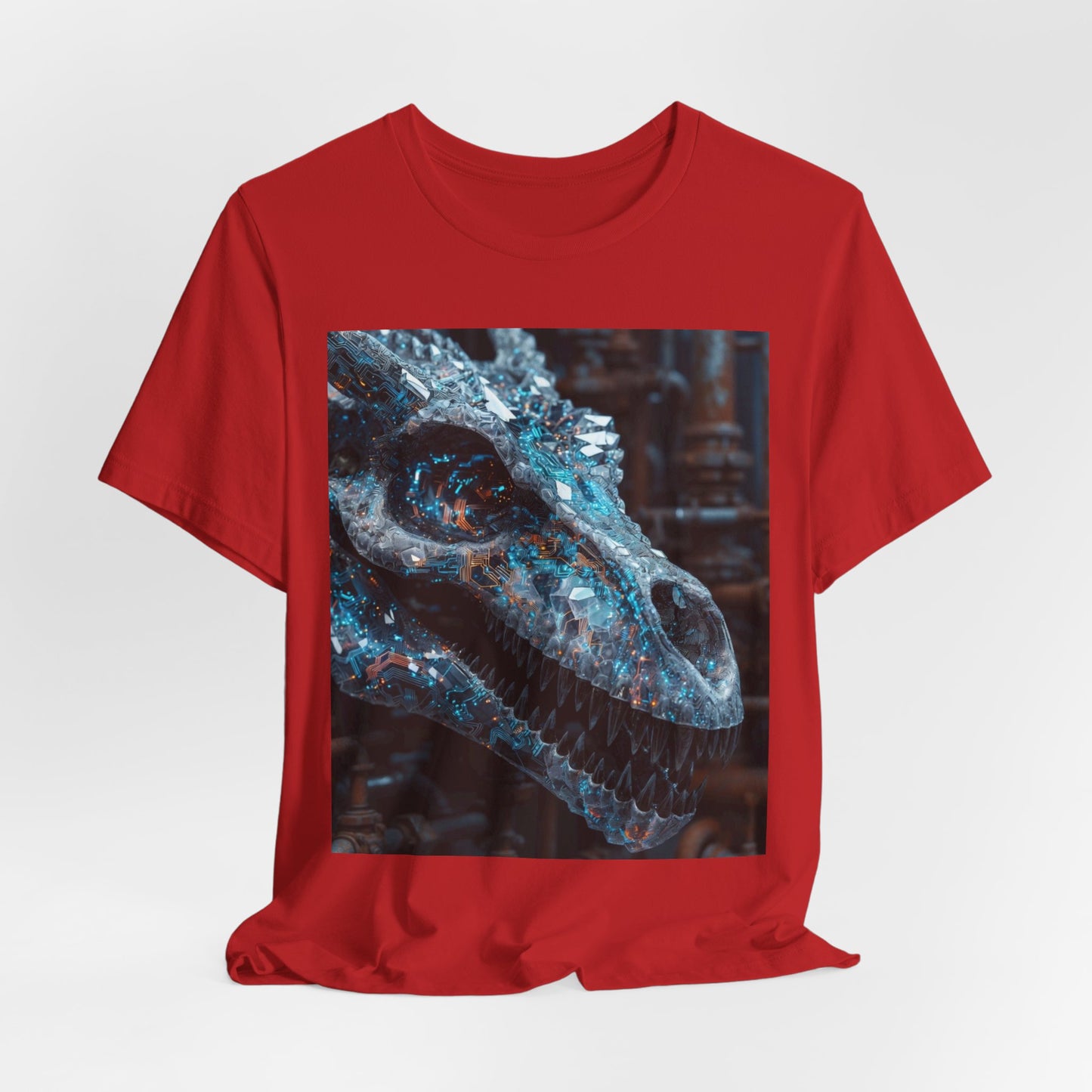 Dragon Skull Graphic Tee — Iridescent Fossil Art T-Shirt