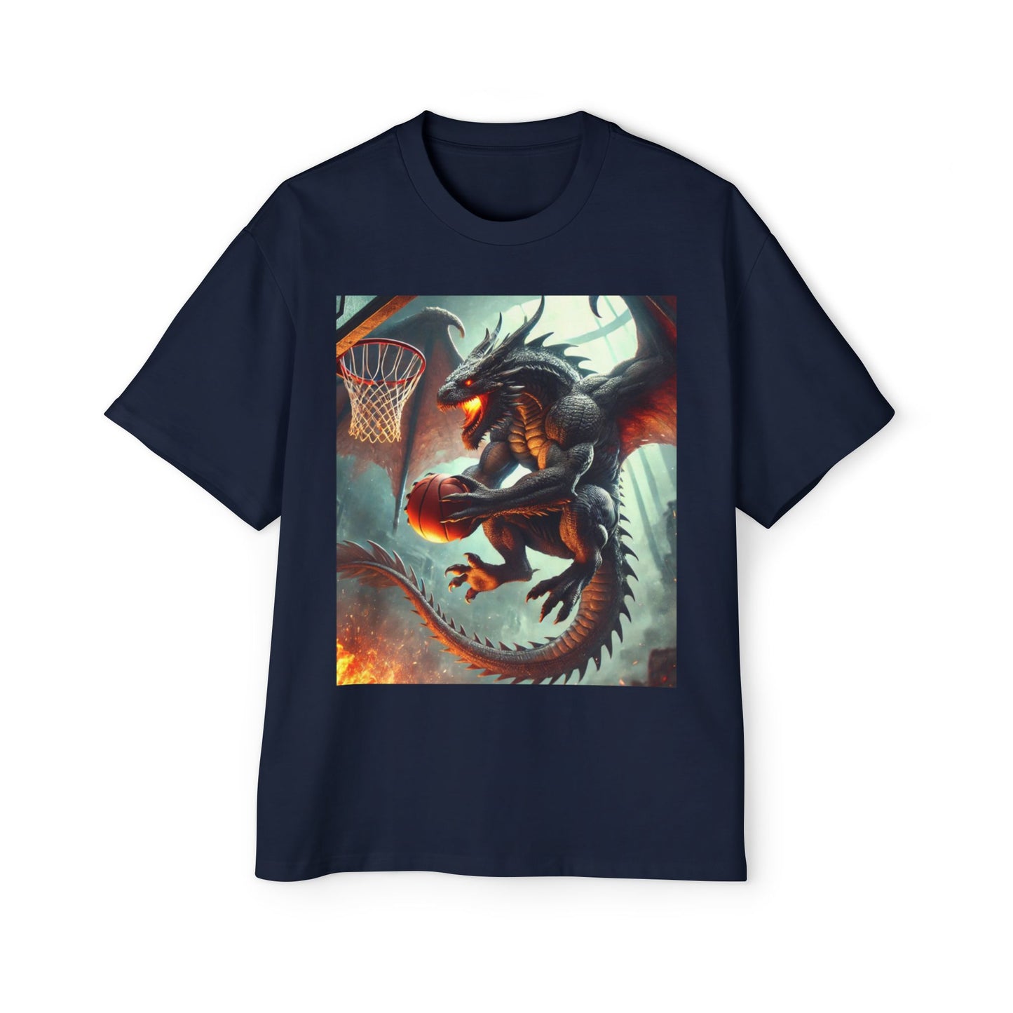 Men's Fantasy Dragon Basketball Tee - Oversized Graphic Shirt, Streetwear Style, Casual Outfit, Gift for Him, Unique Art Tee