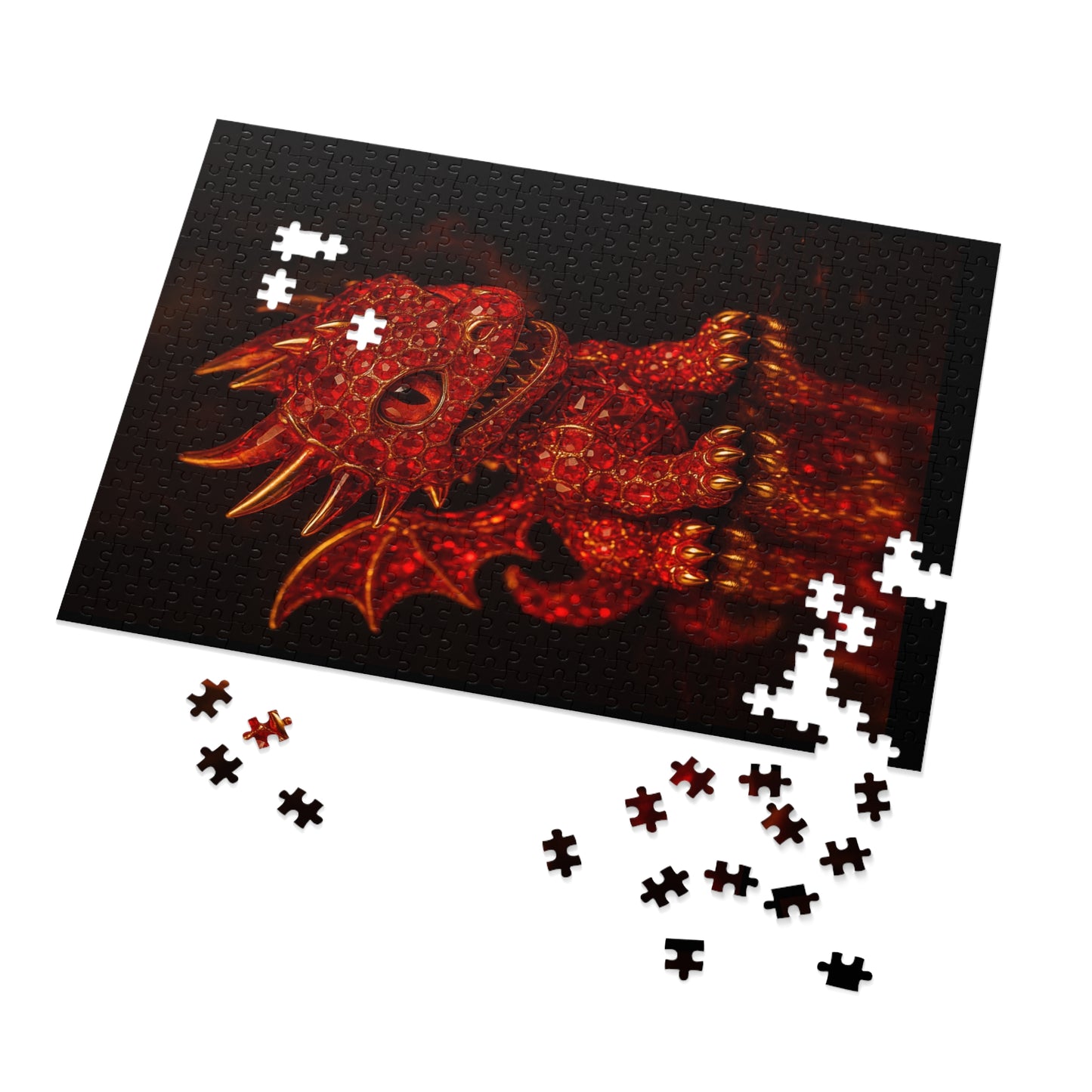 Dragon Gem Jigsaw Puzzle with Tin, Fantasy Puzzle, Kids Activities, Gifts for Game Lovers, Unique Collectible Piece