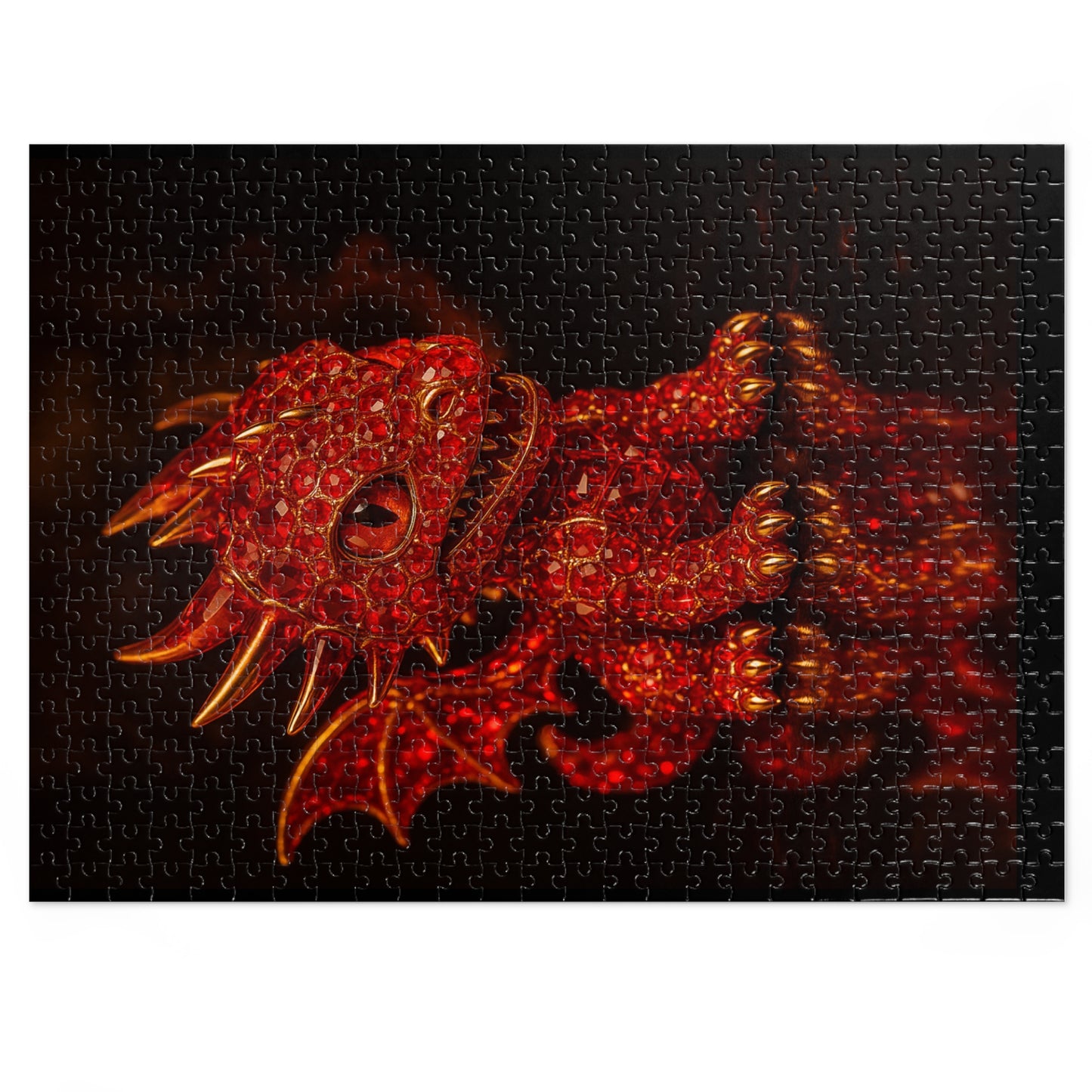 Dragon Gem Jigsaw Puzzle with Tin, Fantasy Puzzle, Kids Activities, Gifts for Game Lovers, Unique Collectible Piece