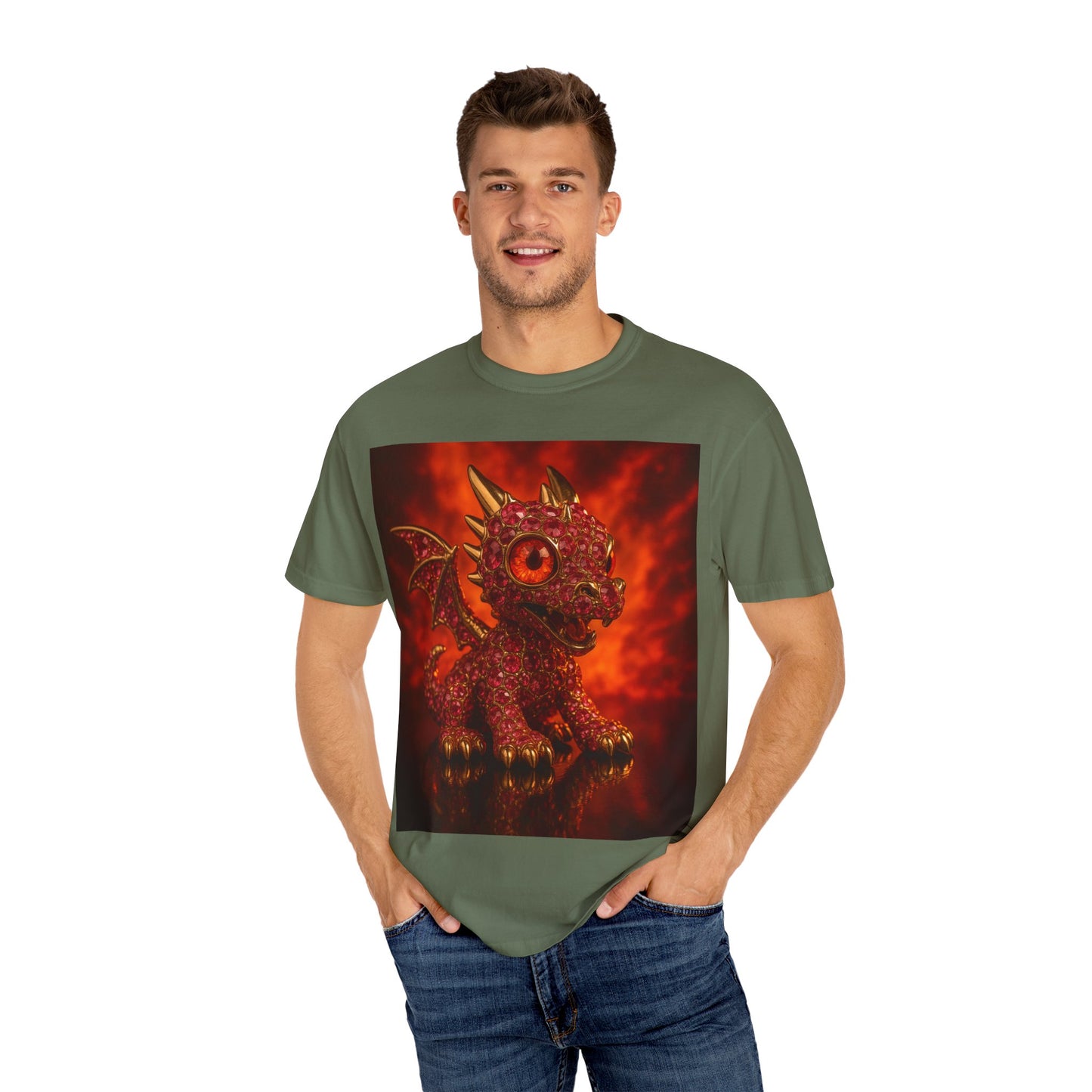 Cute Dragon T-shirt, Unisex Tee, Garment-Dyed Shirt, Gift for Dragon Lovers, Fantasy Apparel, Birthday & Holiday Gift