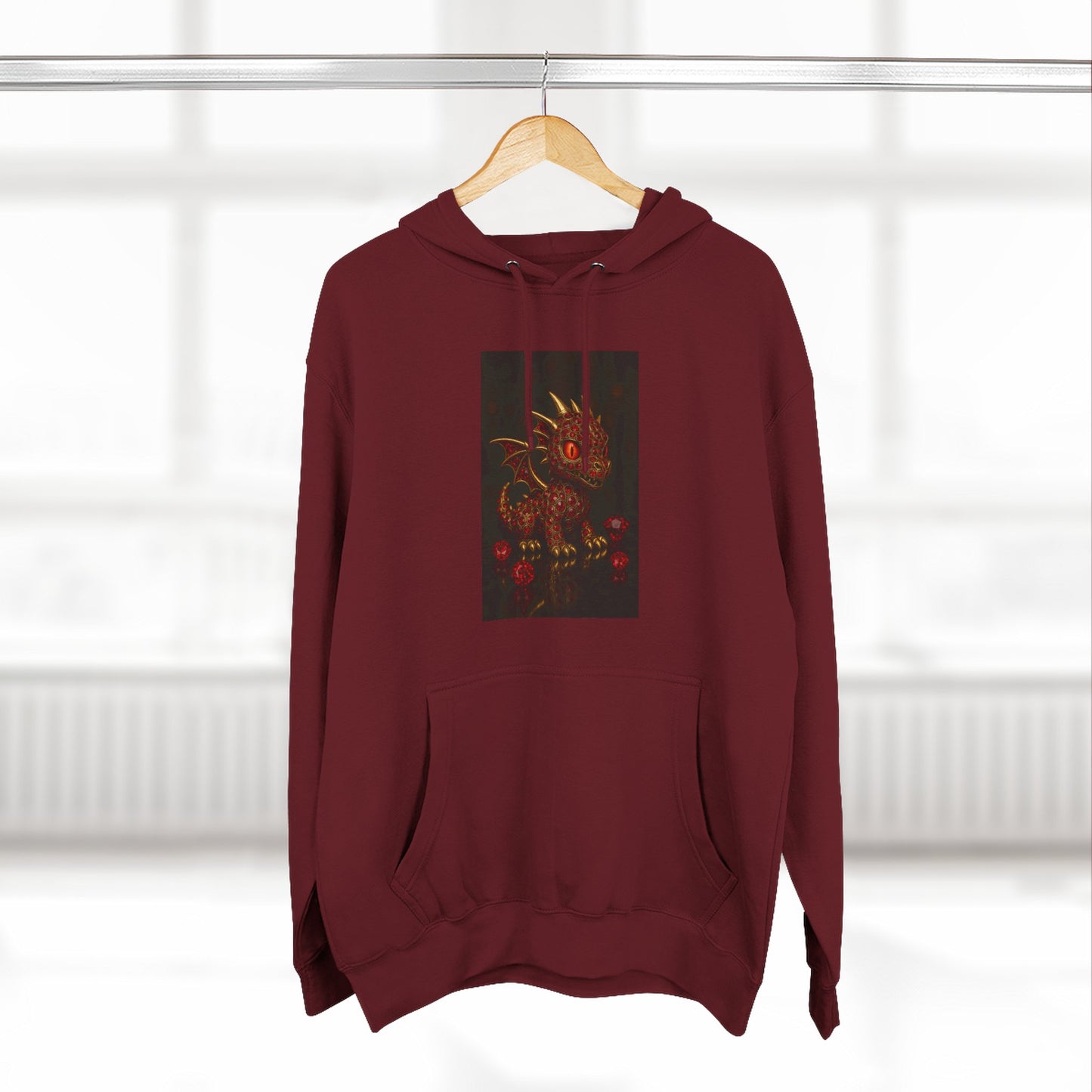 Dragon Swirl Fleece Hoodie - Three-Panel Design for Fantasy Lovers