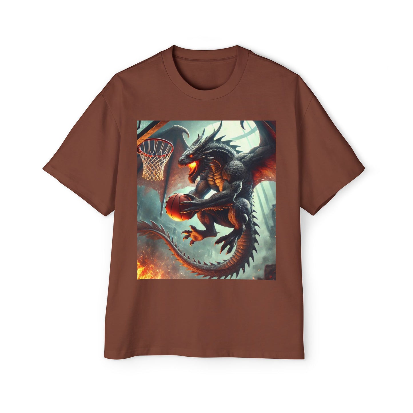 Men's Fantasy Dragon Basketball Tee - Oversized Graphic Shirt, Streetwear Style, Casual Outfit, Gift for Him, Unique Art Tee