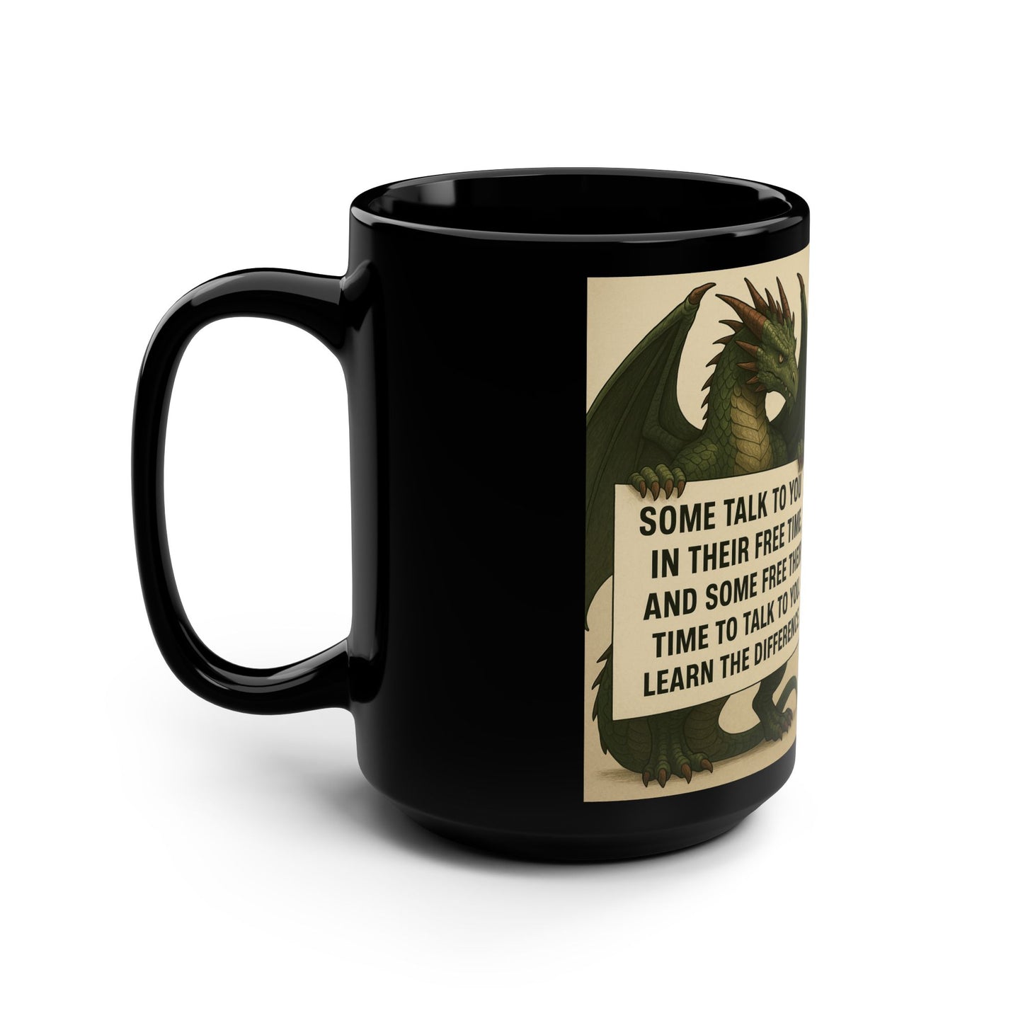 Inspirational Dragon Mug - 15oz Black Coffee Cup for Motivational Gift