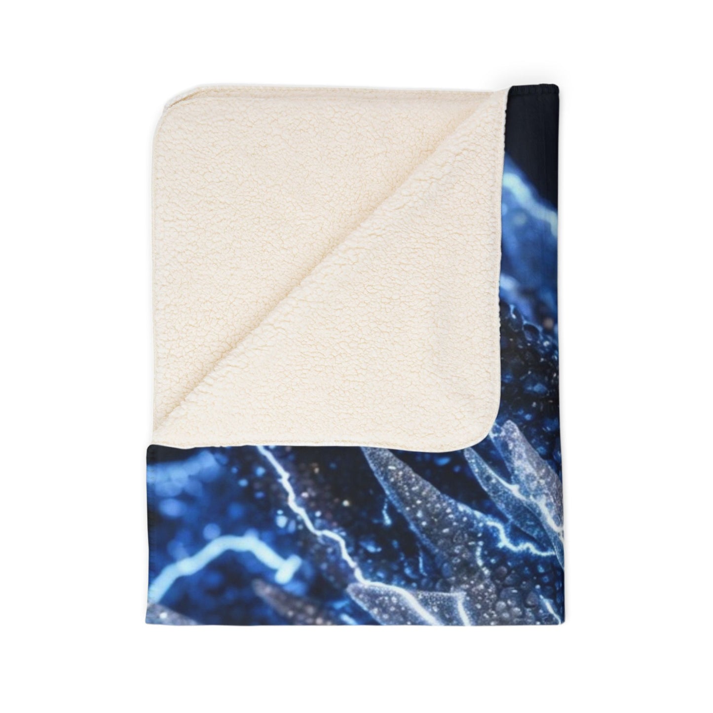 Electric Blue Dragon Sherpa Blanket — Lightning Fantasy Fleece Throw