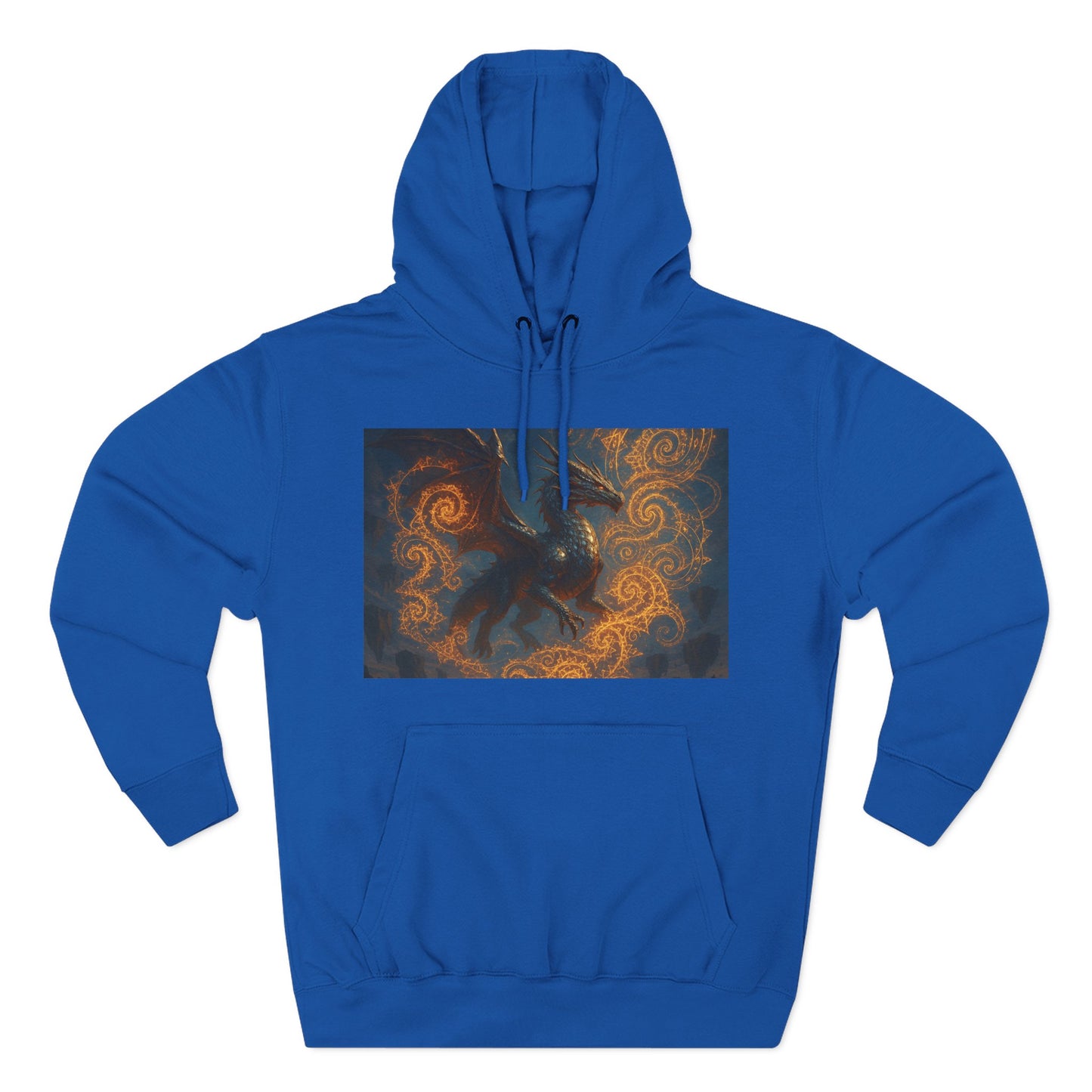 Dragon Swirl Fleece Hoodie - Three-Panel Design for Fantasy Lovers