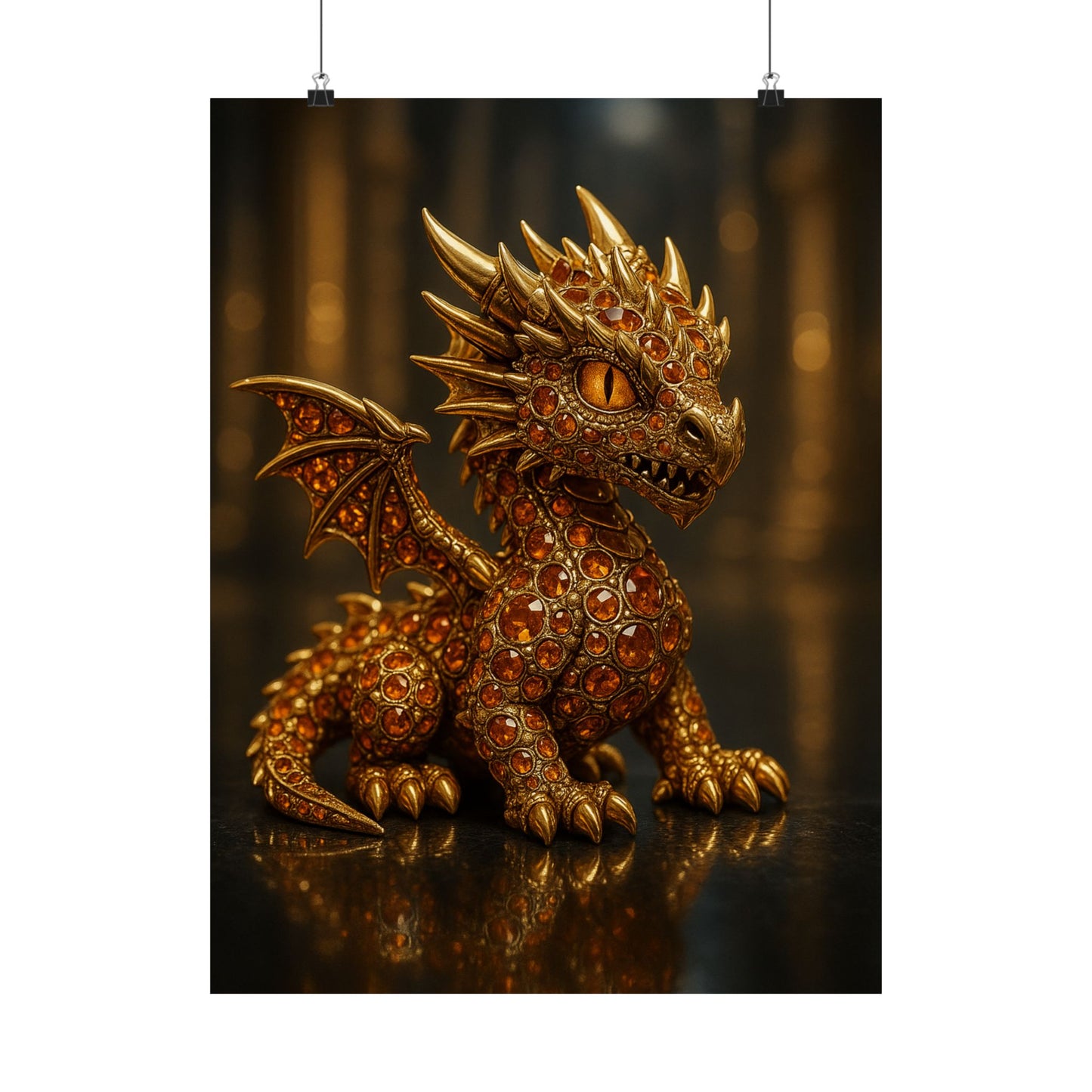 Golden Dragon Art Print, Satin Poster, Dragon Wall Art, Fantasy Decor, Gift for Gamers, Dragon Lover's Decoration