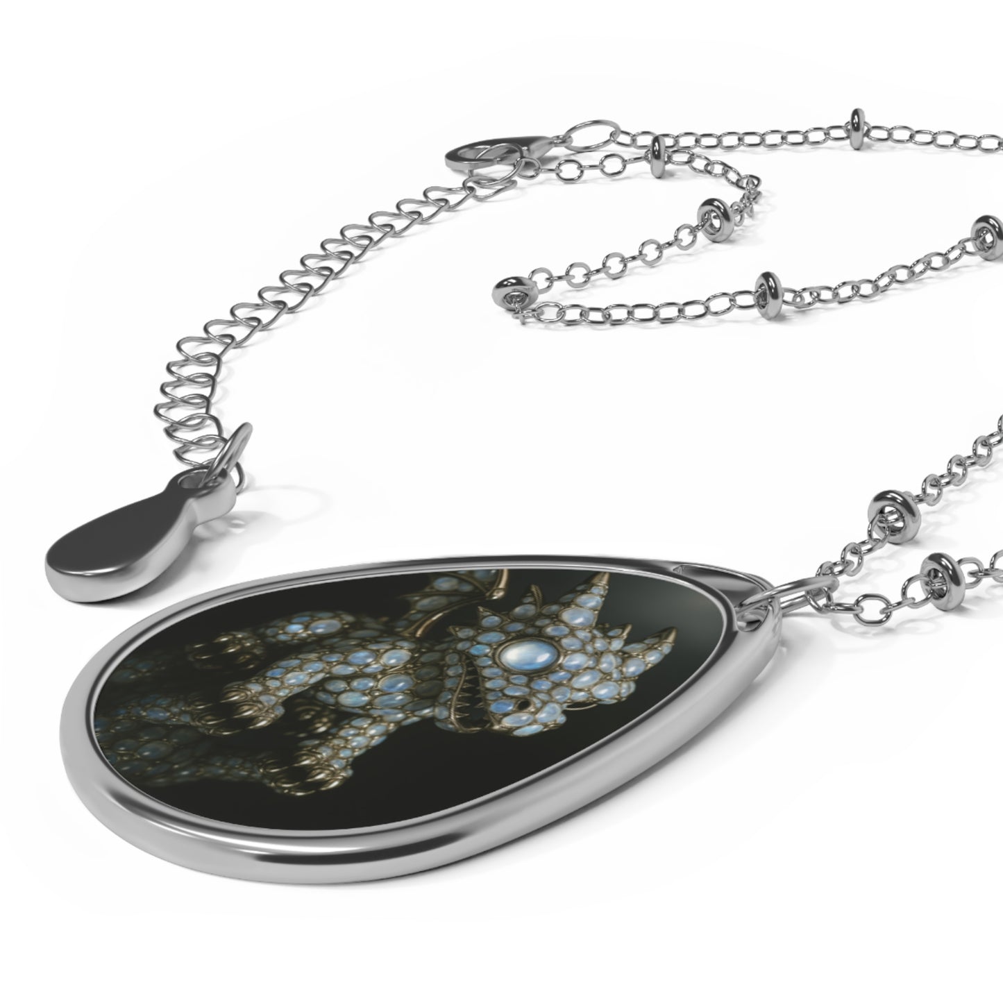 Fantasy-Inspired Oval Necklace, Magical Jewelry Gift, Dragon Pendant, Unique Statement Necklace, Ideal for Cosplay or Fantasy Lovers