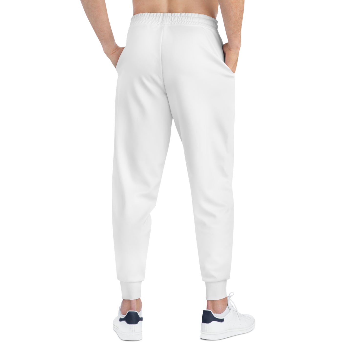 White Athletic Joggers with Dark Storm Graphic & Purple Heart Accent