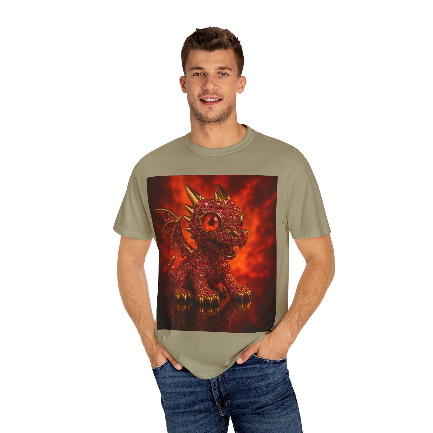 Cute Dragon T-shirt, Unisex Tee, Garment-Dyed Shirt, Gift for Dragon Lovers, Fantasy Apparel, Birthday & Holiday Gift