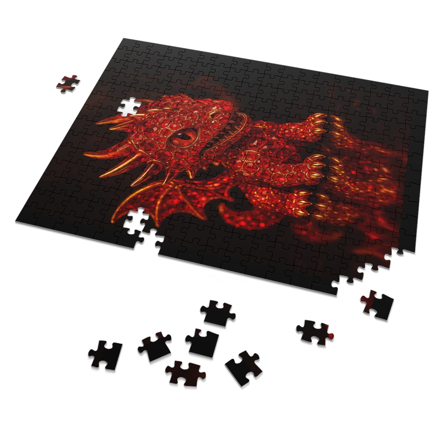 Dragon Gem Jigsaw Puzzle with Tin, Fantasy Puzzle, Kids Activities, Gifts for Game Lovers, Unique Collectible Piece