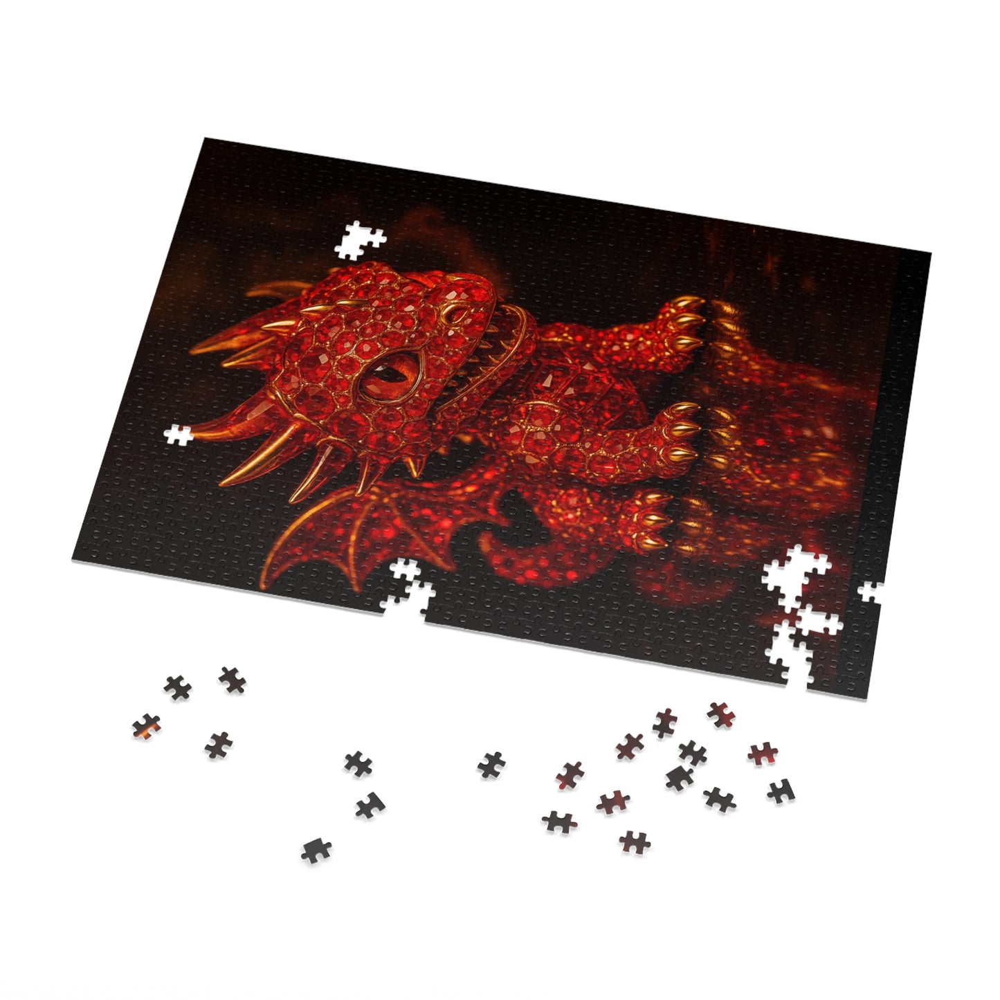 Dragon Gem Jigsaw Puzzle with Tin, Fantasy Puzzle, Kids Activities, Gifts for Game Lovers, Unique Collectible Piece