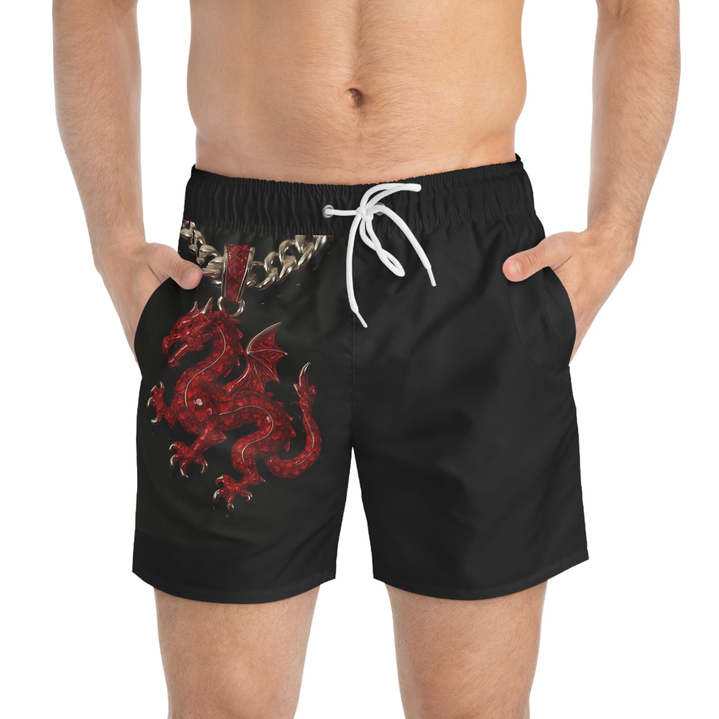 Men's Dragon Graphic Swim Trunks - Beach Ready Shorts with Unique Design