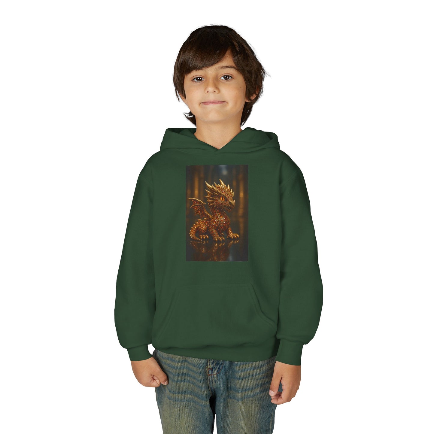Dragon Fantasy Youth Heavy Blend Hooded Sweatshirt, Adventure Hoodie, Gift for Kids, Fantasy Apparel, Cozy Sweatshirt for Young Dreamers