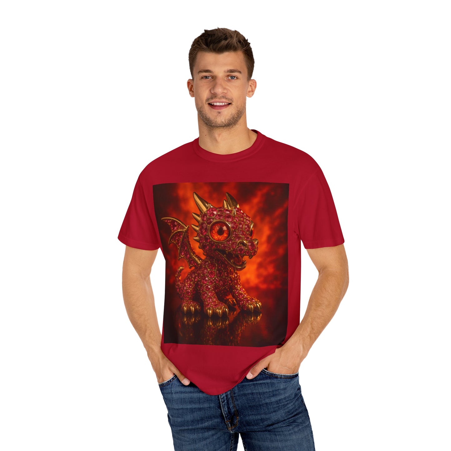 Cute Dragon T-shirt, Unisex Tee, Garment-Dyed Shirt, Gift for Dragon Lovers, Fantasy Apparel, Birthday & Holiday Gift