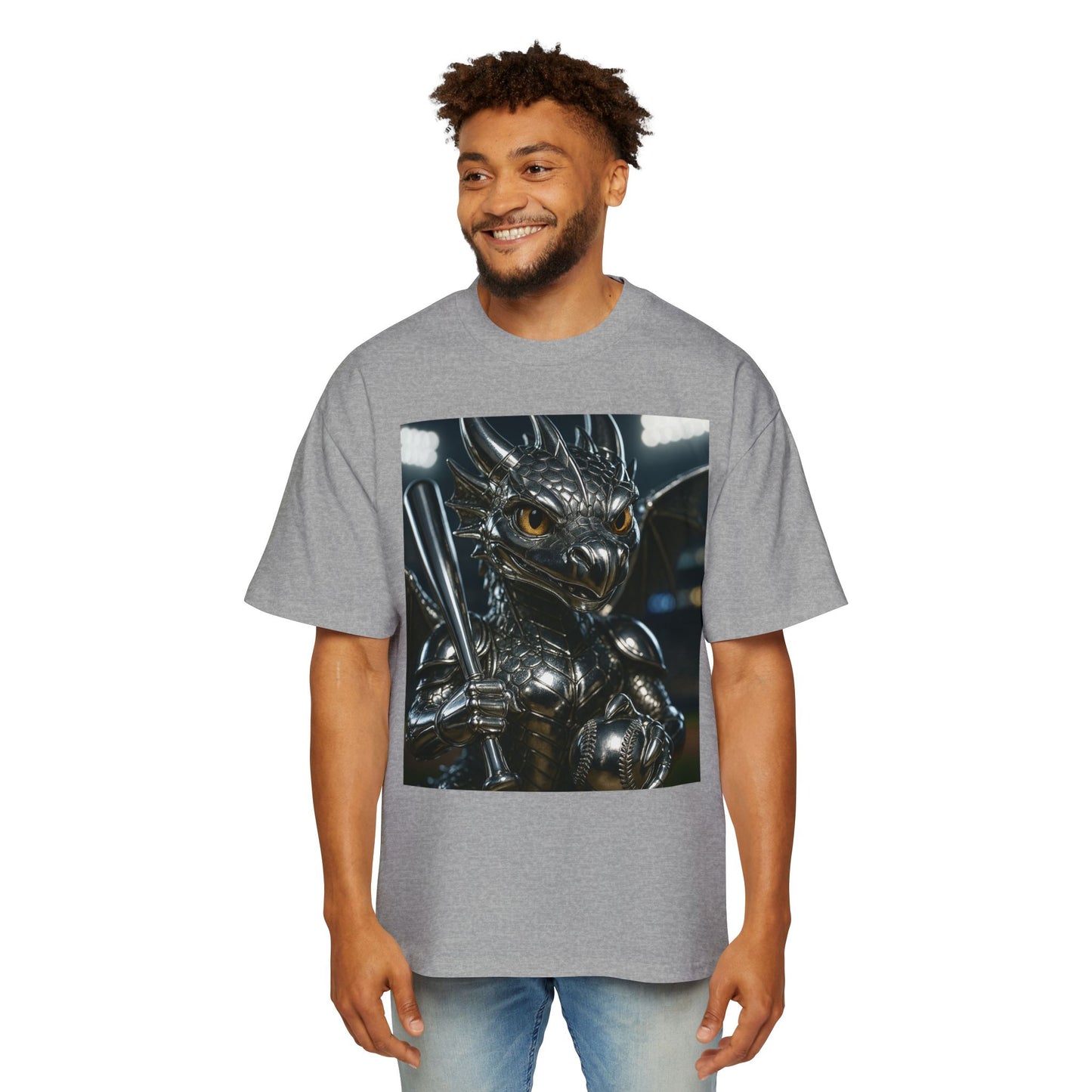 Metallic Dragon Graphic Tee - Oversized Heavy T-Shirt for Gamers, Fantasy Fans, Gifts for Birthdays, Comic Con, Summer Style